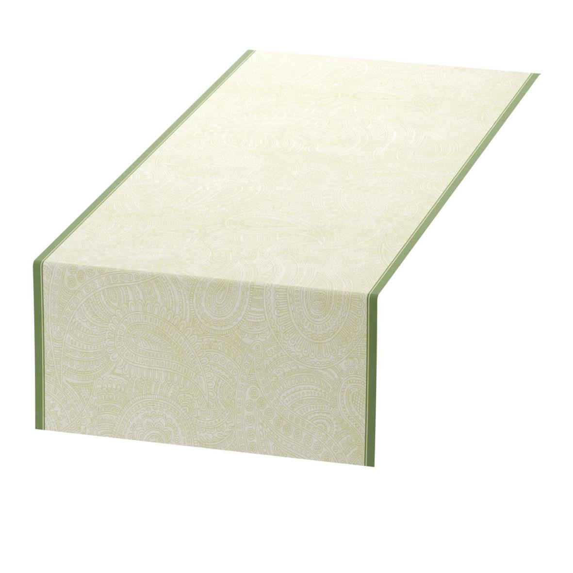 Vepa Duni Dunicel Bio Paisleyblad 0,4x24m, beige och grönt mönstrad vägg- eller bordslöpare