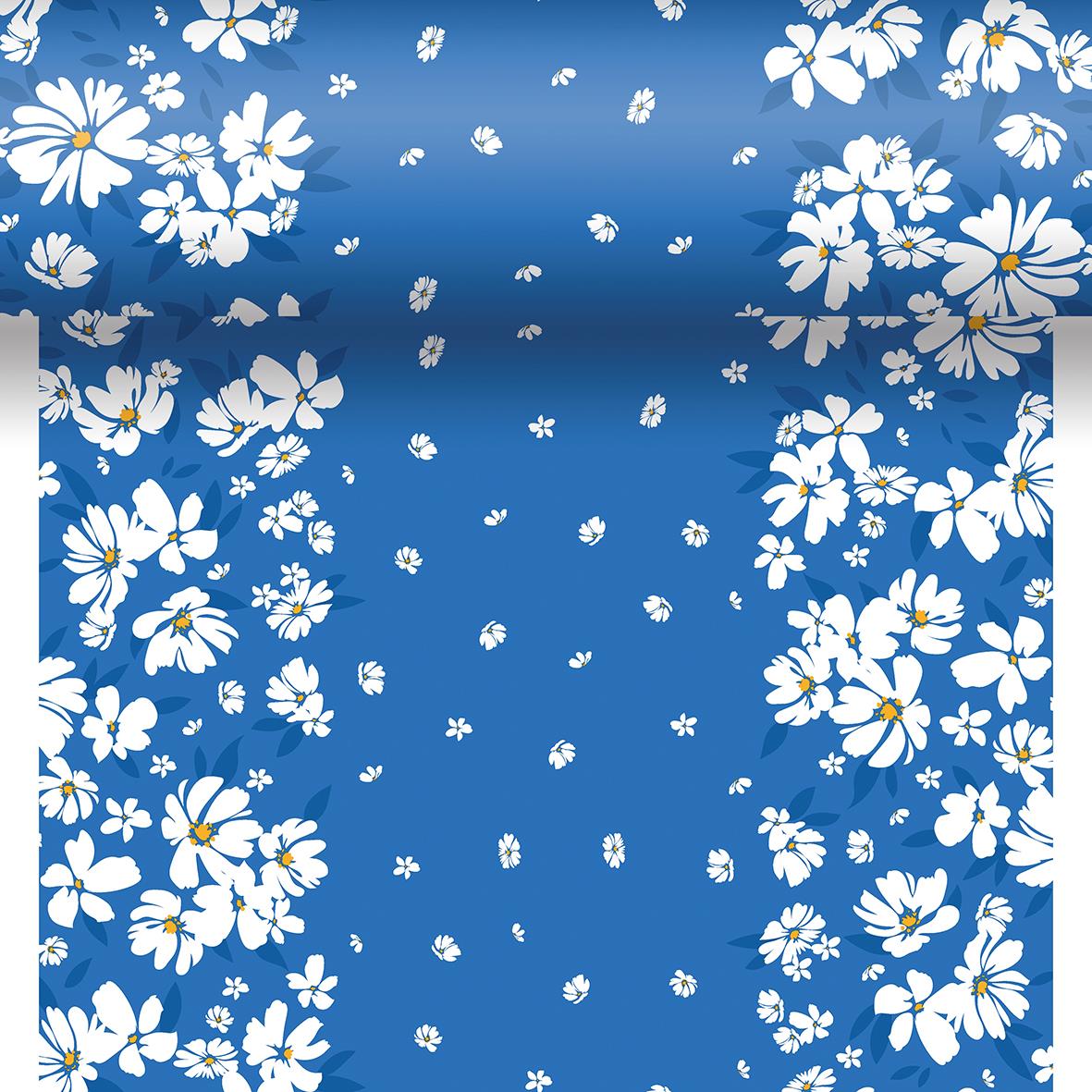 Blå vepa med vit hibiskus- och blomsterdesign för utomhusbruk, 0,4x4,8m