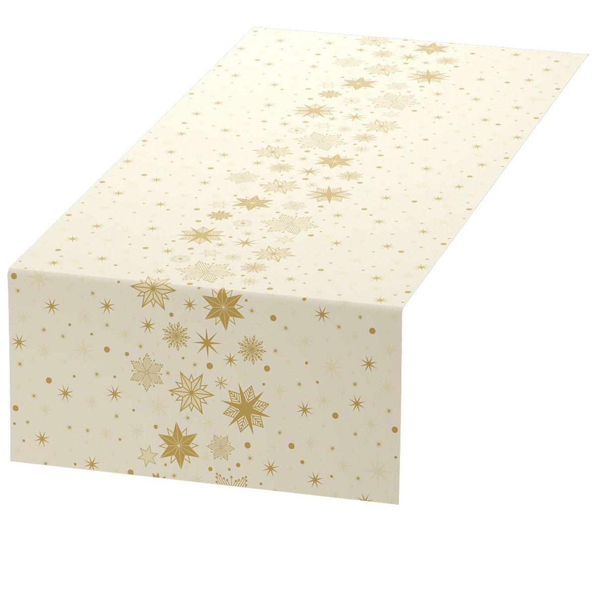 Vepa Duni Stargazing Cream bio dunicel, 0,4 x 24 m, julmotiv med guldstjärnor
