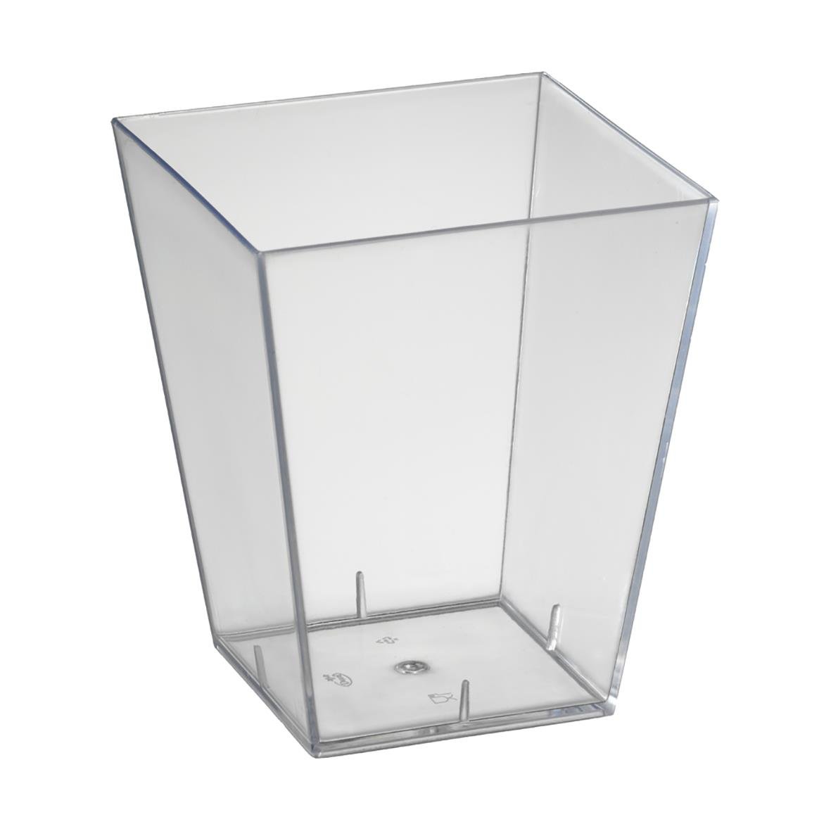 Fyrkantig, transparent plastbägare från Duni, 57x57x67mm, 150ml kapacitet