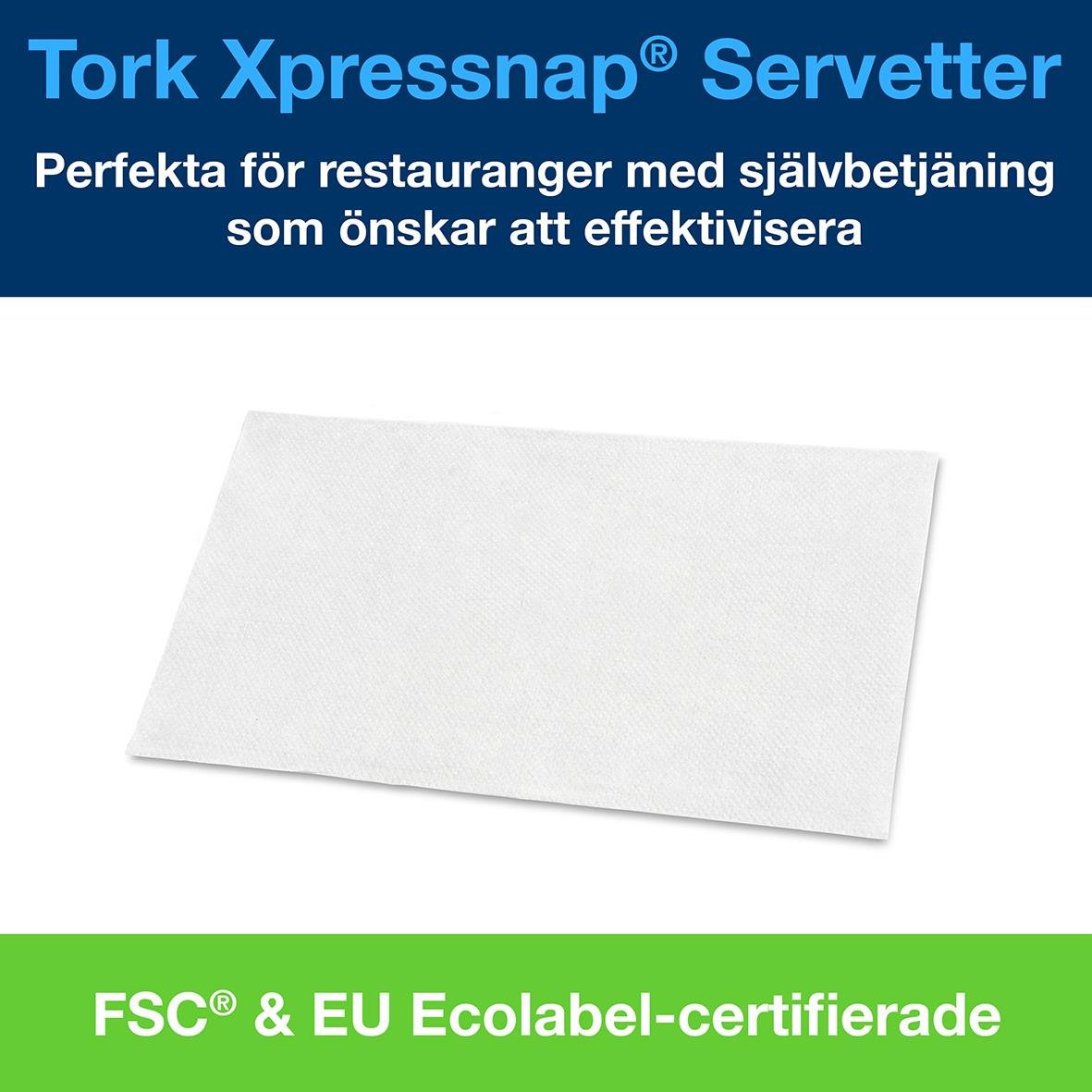 Vit engångsservett Tork N4 21,3x33cm för restauranger, FSC och EU Ecolabel certifierad