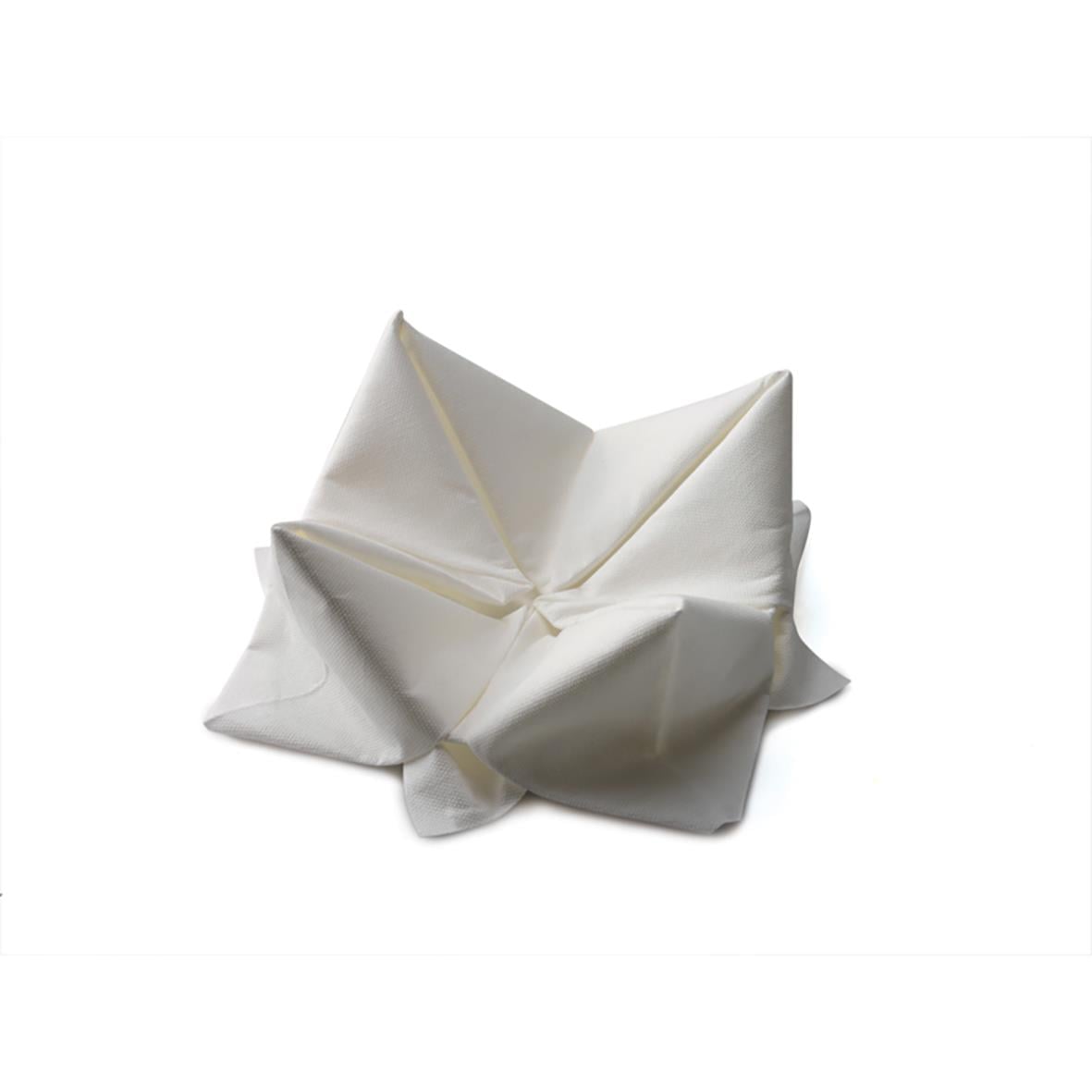 Servett Duni 3-lag vit 33x33cm, oöppnad, vikta i en röra