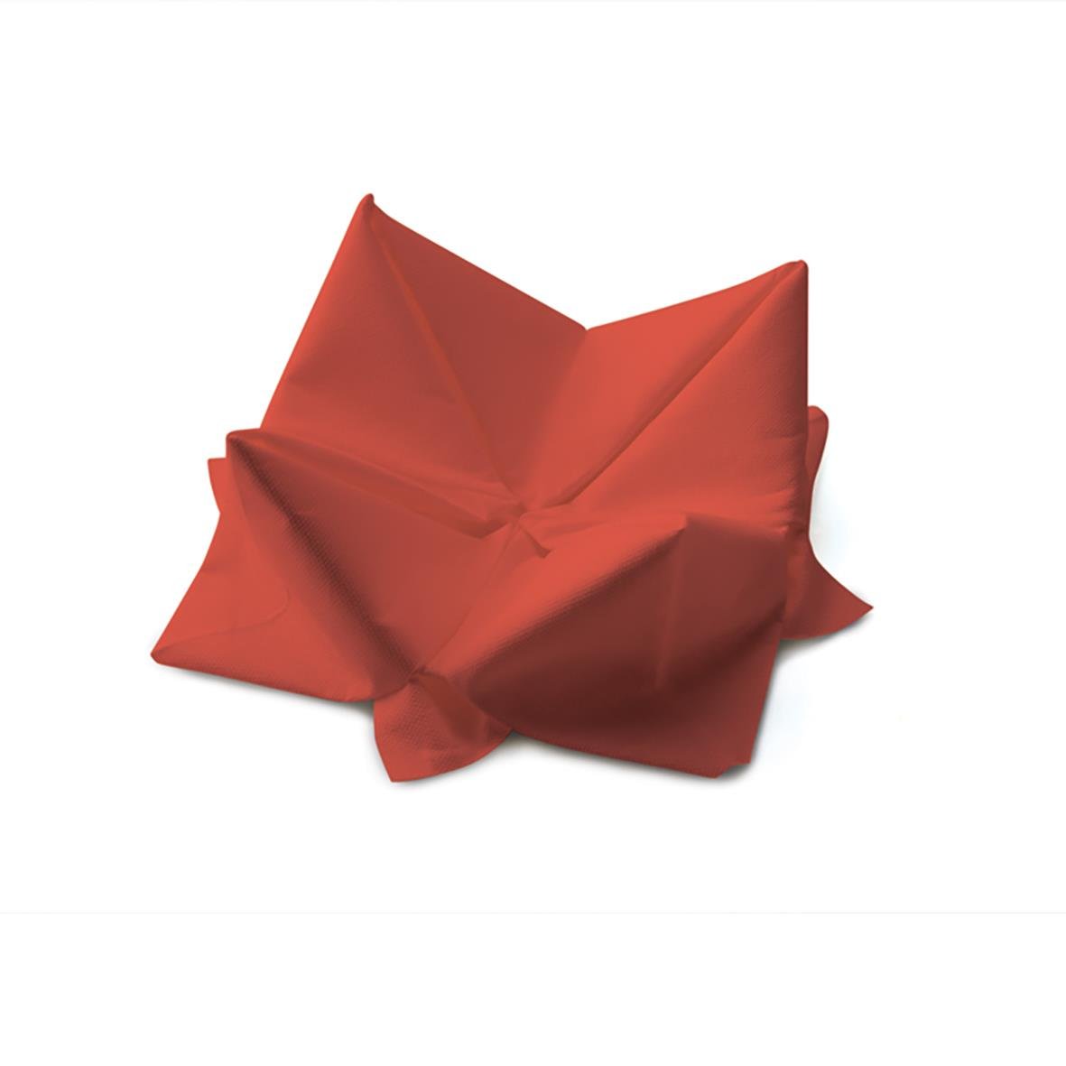 Röd servett Duni 3-lag 40x40cm vikt i knyten