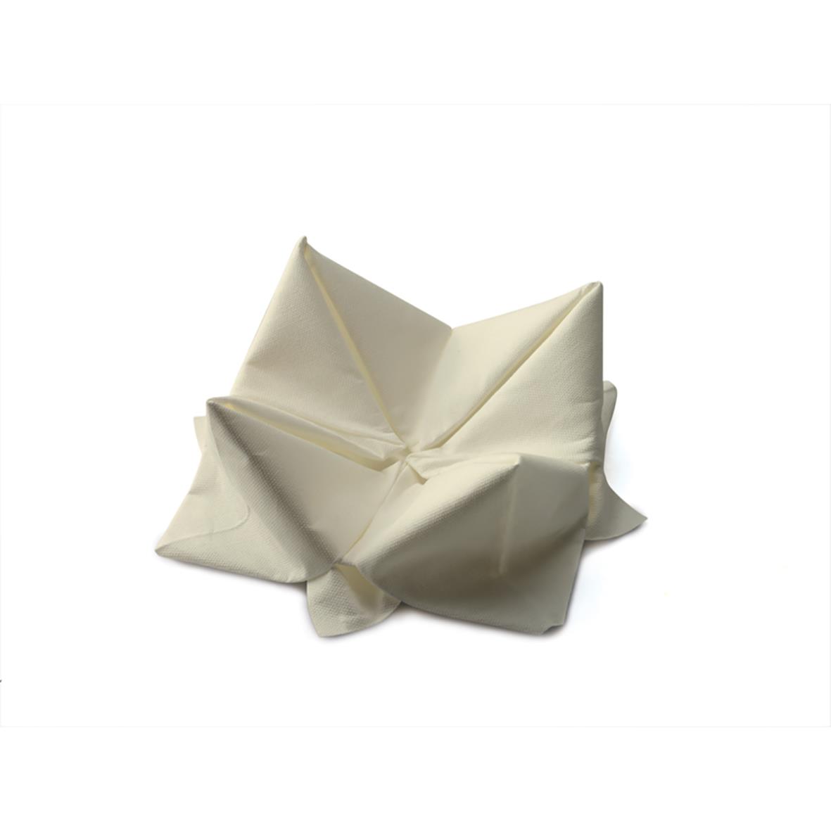 Servett Duni 3-lag Vanilj 24x24cm, vit servett i knyckad form