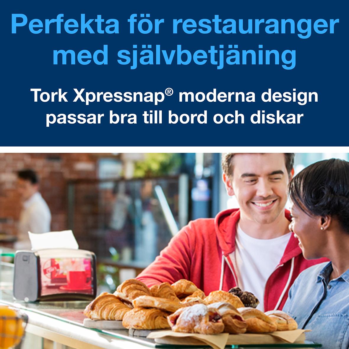 Dispenserservett Tork N4 2-lag vit 16,5x21,3cm för restauranger med självtjänst och modern design