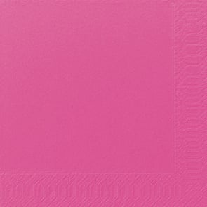 Färgglad fuchsia servett i trelagerspapper med mönsterkant 40x40cm