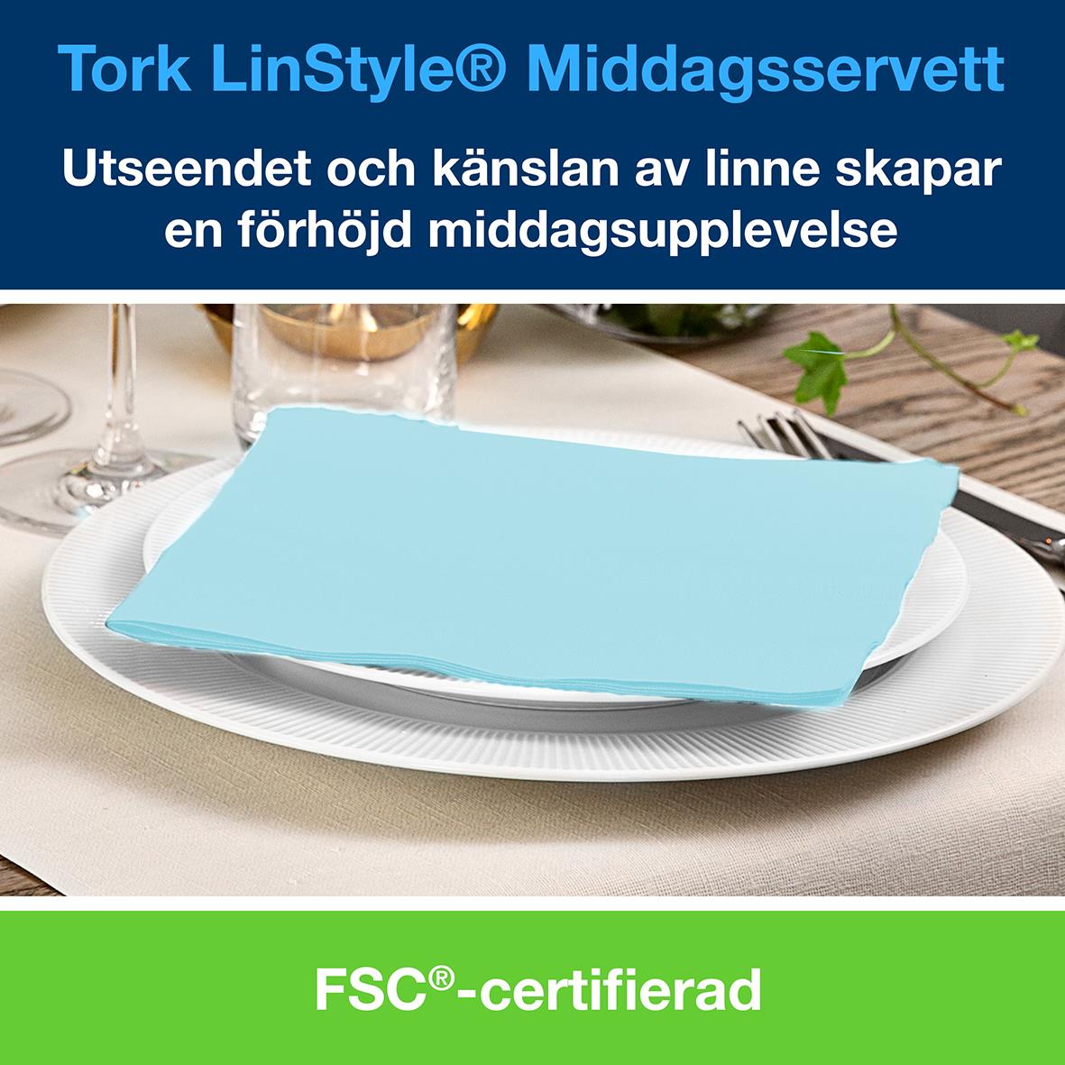 Servett Tork Linstyle Aquablå 39x39cm 61050856_3