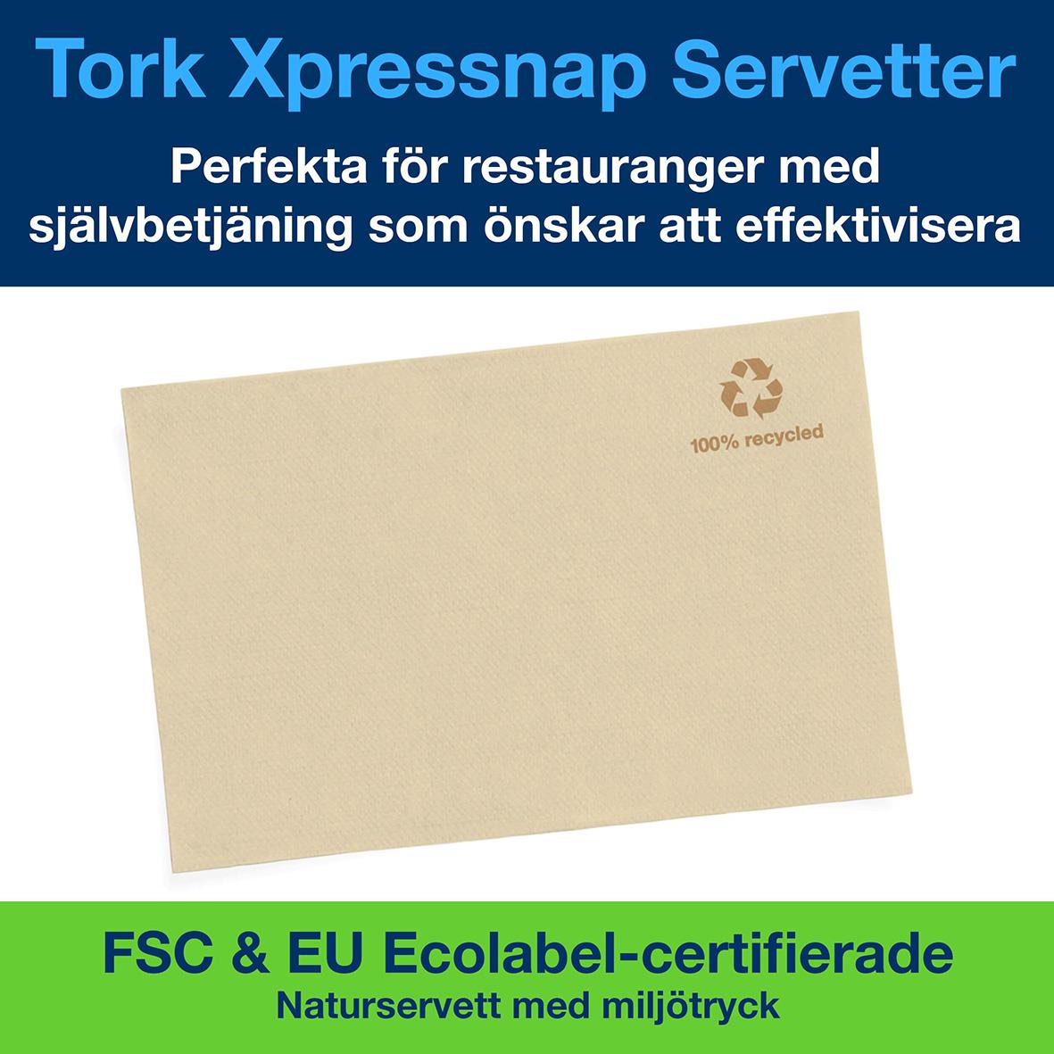 Dispenserservett Tork N4 2-lag Brun 21,3x33cm för restauranger, FSC och EU Ecolabel-certifierad, 100% återvunnen