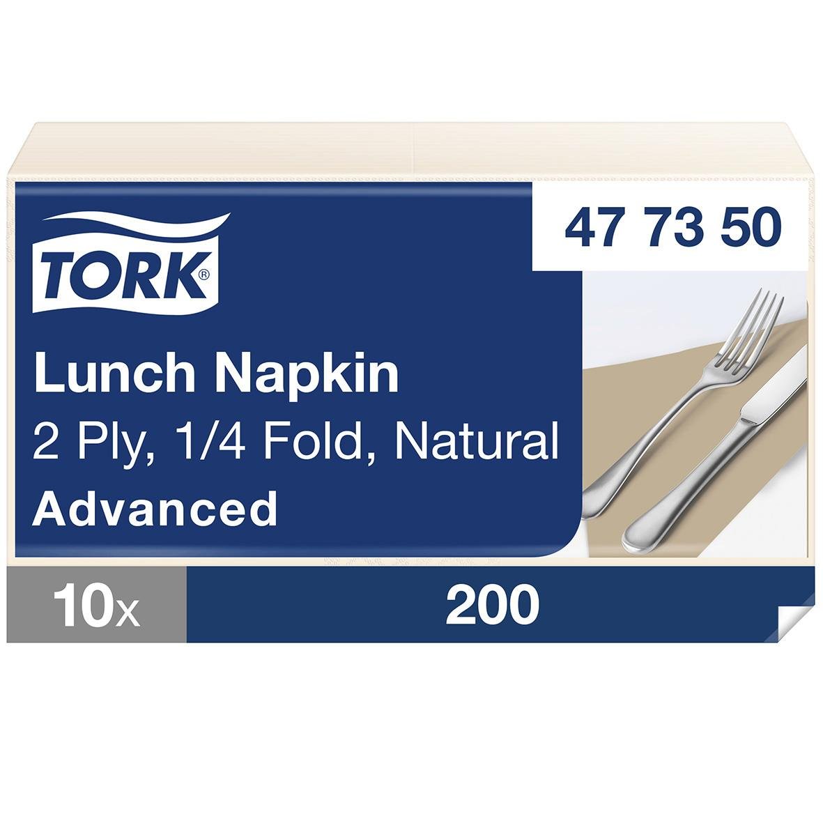 Servett Tork Lunch Napkin 2-lag, 33x33cm, naturlig färg, 10-pack, 200 stycken