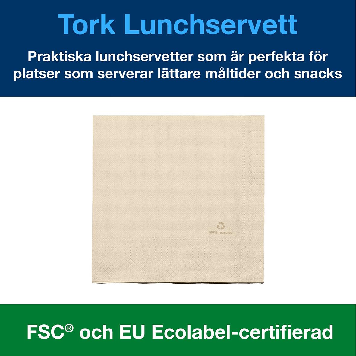 Miljövänlig naturfärgad 2-lags lunchservett 33x33cm för lättare måltider och snacks