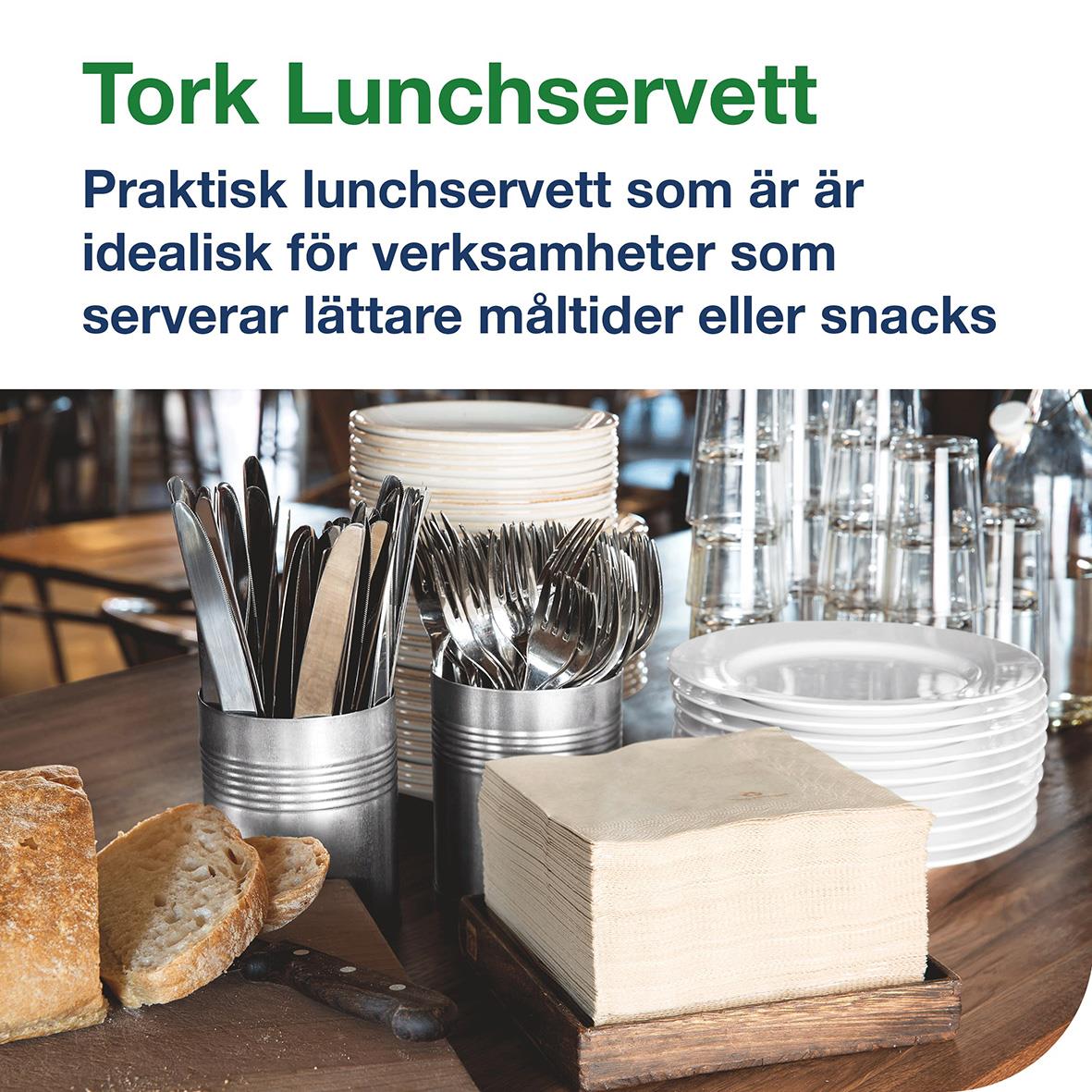 Servett Tork Miljötryck 2-lag naturfärgad 33x33cm för lättare måltider eller snacks