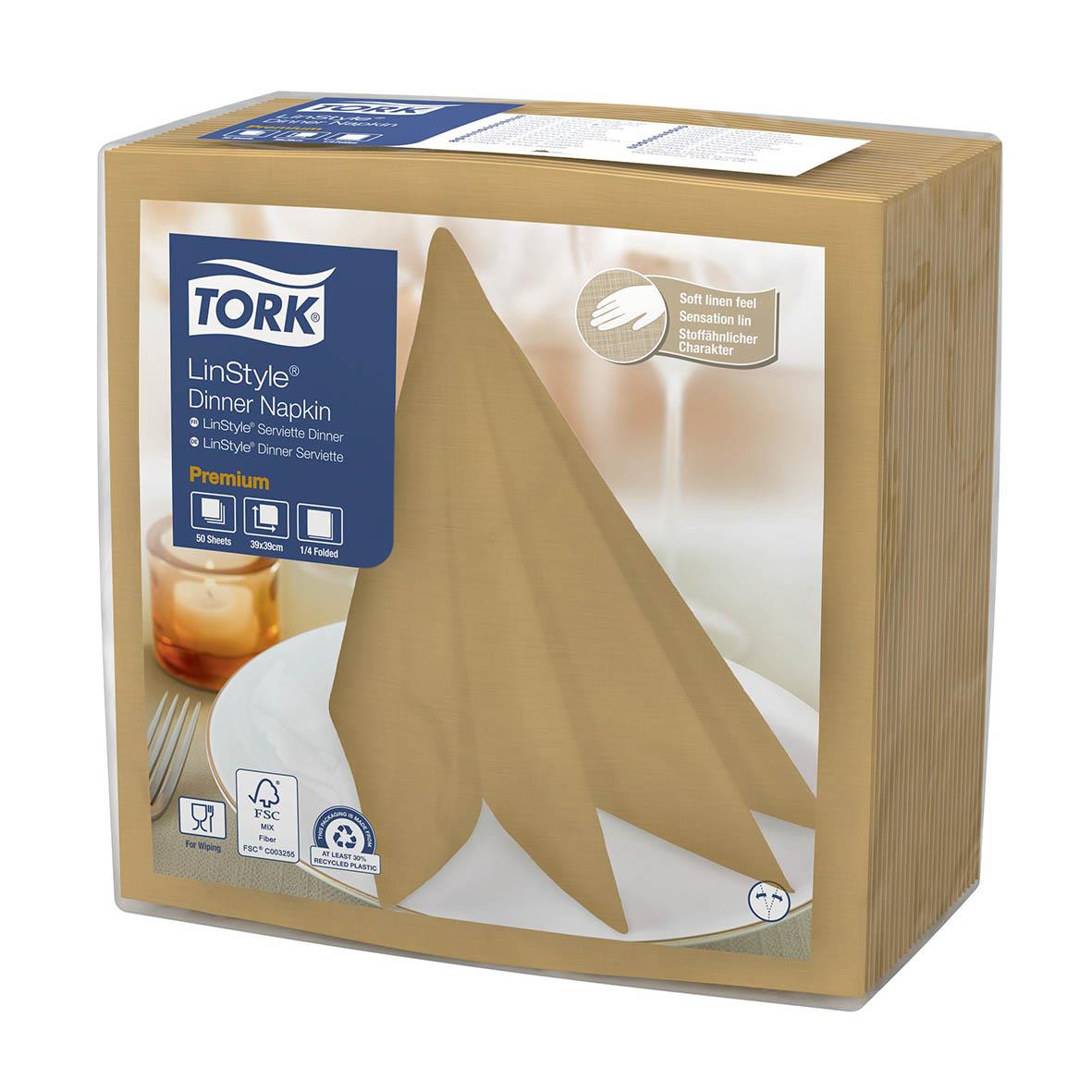 Beige servett i LinStyle-serie, 39x39cm, för middagsbruk, förpackning