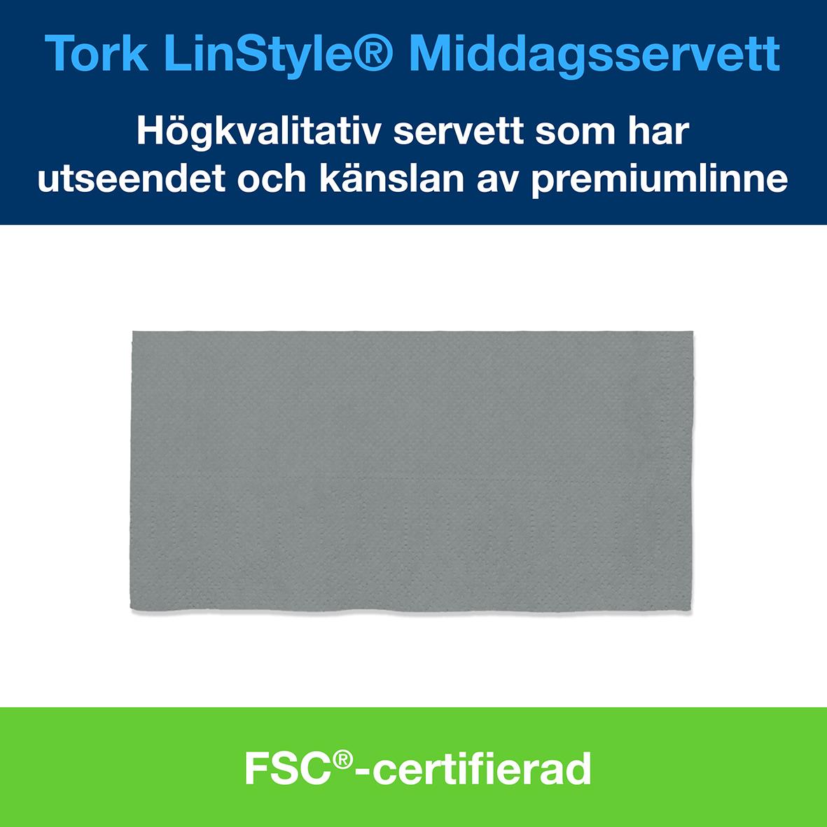 Grå servett Tork LinStyle 1/8 Vikt 39x39cm högkvalitativ och FSC-certifierad