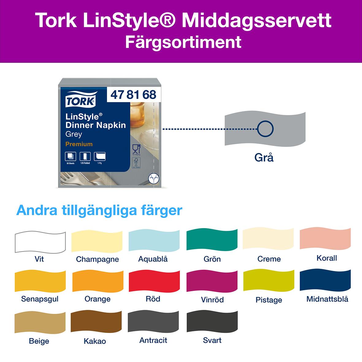 Grå servett Tork LinStyle 1/8 Vikt 39x39cm i förpackning