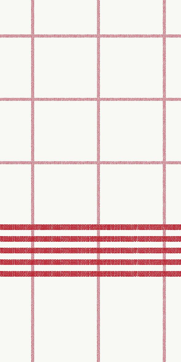 Röd och vit rutiga servetter med fyra röda ränder längst ner