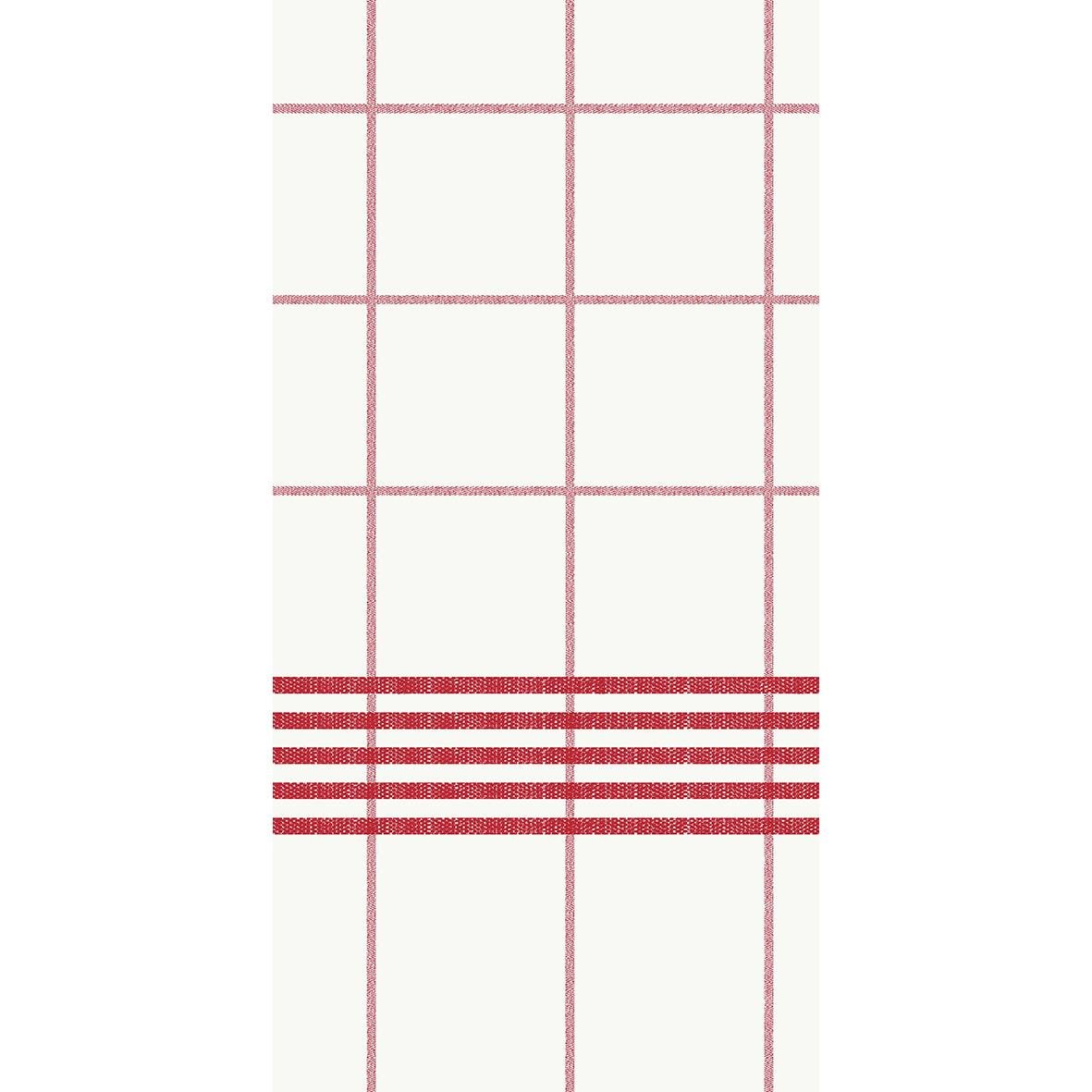 Röd och vit rutiga servetter med fyra röda ränder längst ner