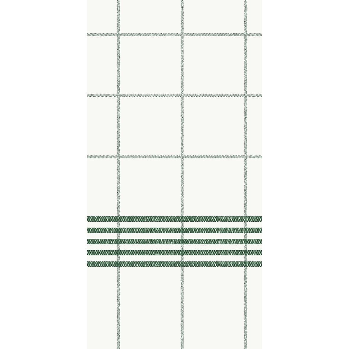 Mörkgrön servett med rutmönster och gröna ränder, storlek 48x48cm