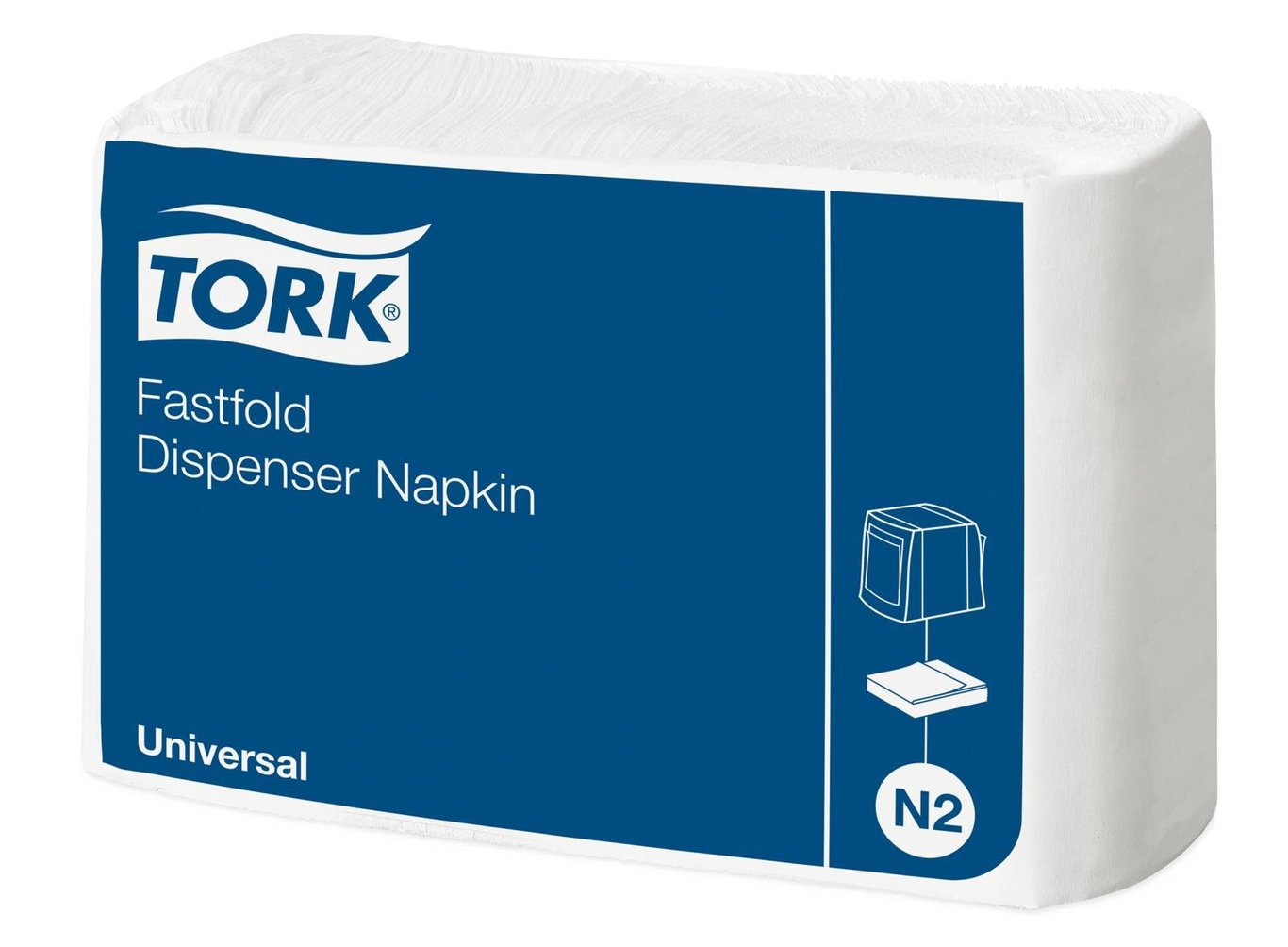 Vit dispenserservett Tork N2 1-lag, 30x24cm, i förpackning