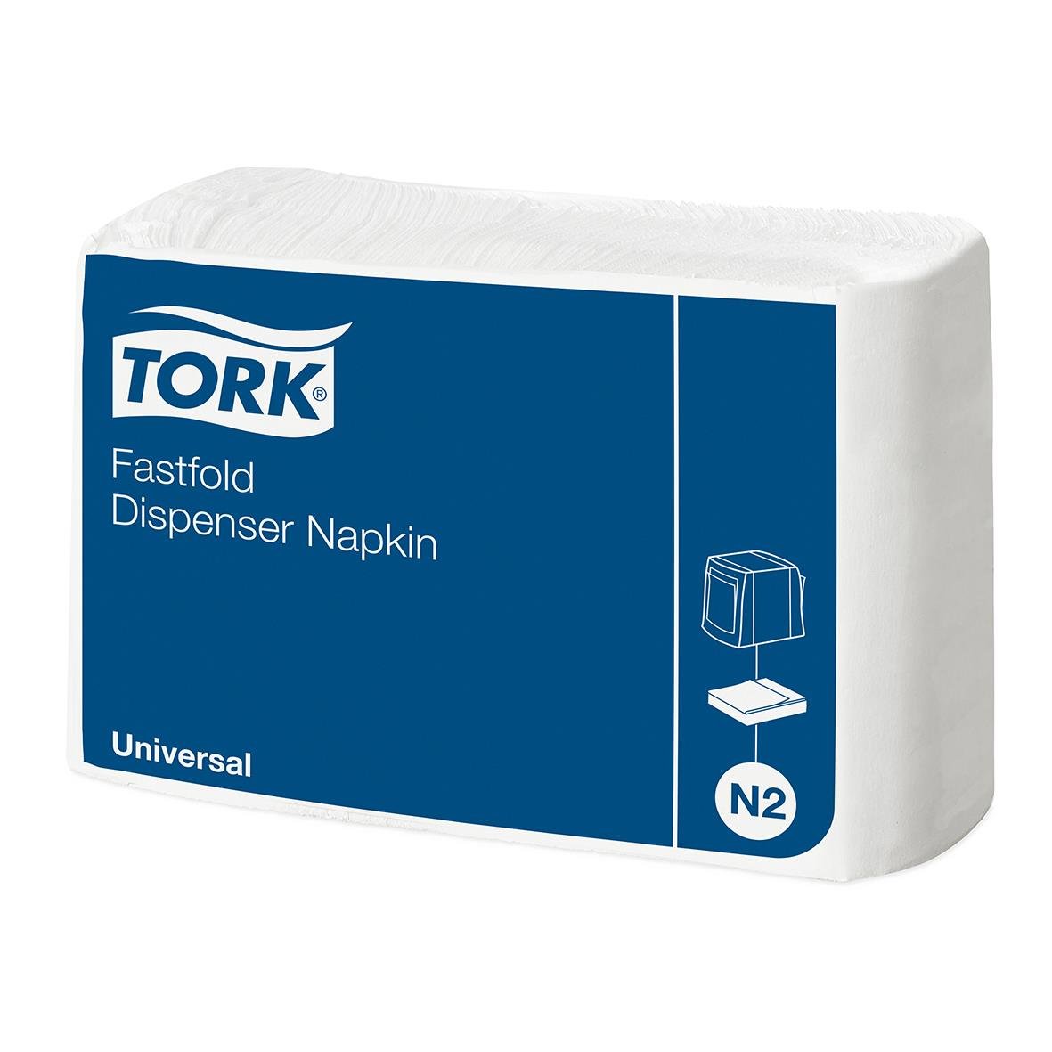 Vit dispenserservett Tork N2 1-lag, 30x24cm, i förpackning