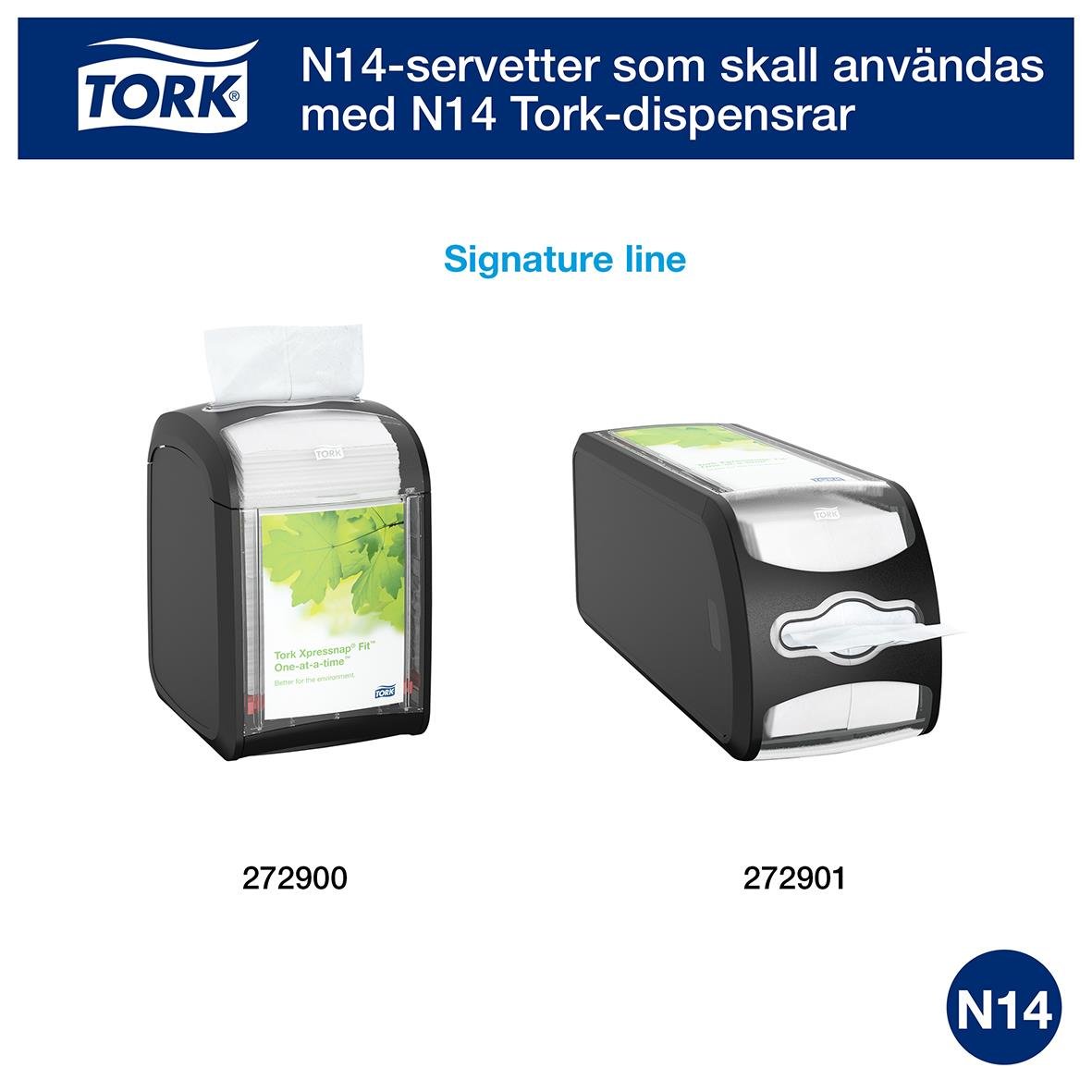 Tork N14 dispenserservett i vit, 2-lag, 16,5x21,3cm, för användning med N14 Tork-dispensrar