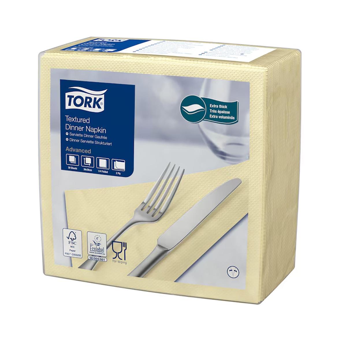 Servett Tork Textured 2-lag Champagne 39x39cm i förpackning