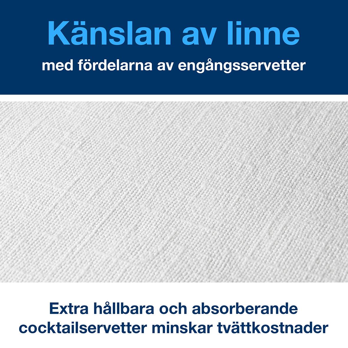Vit servett Tork LinStyle 24x24cm med engångsfördelar, hållbar och absorberande