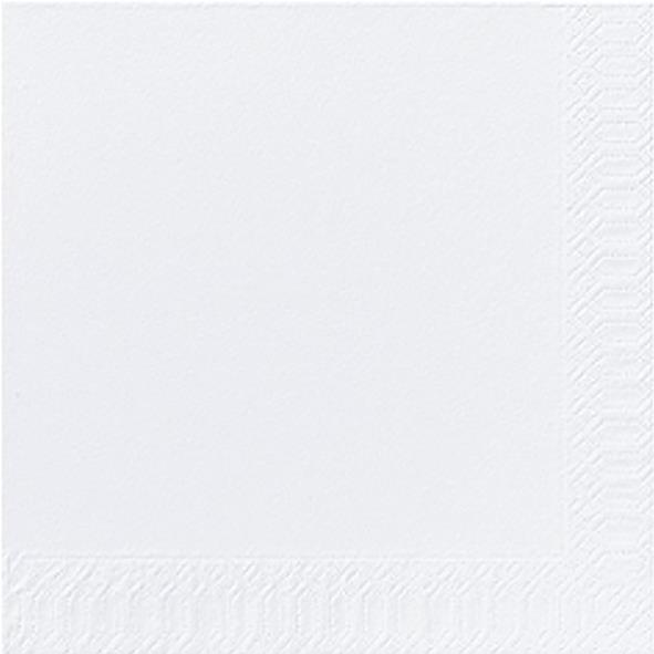 Vit engångsservett 33x33cm med mönstrad kant