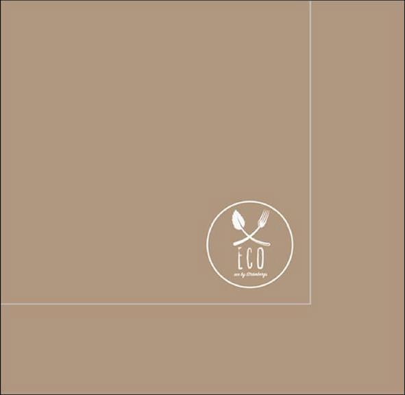 Brun tvålagig servett 24x24cm med miljömärke och enkel design