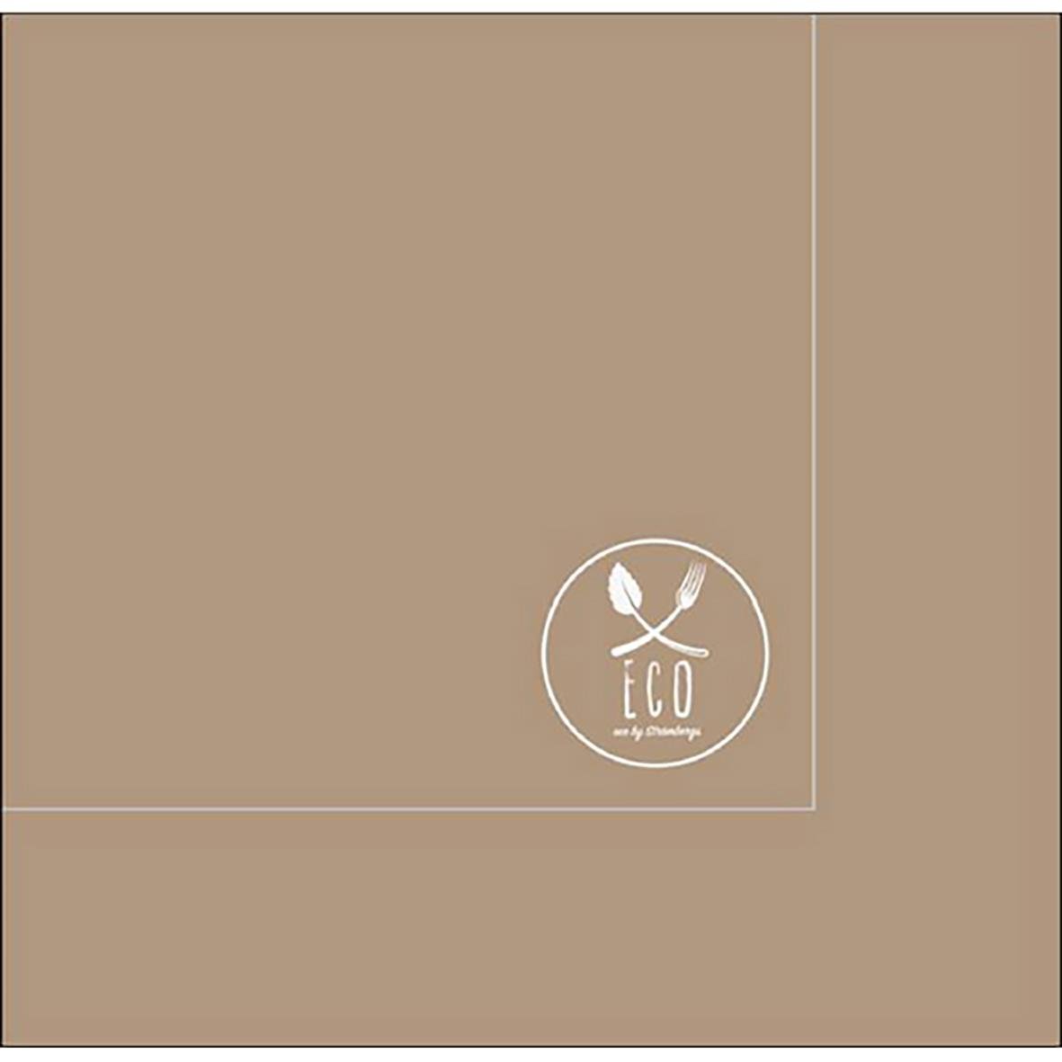 Brun tvålagig servett 24x24cm med miljömärke och enkel design