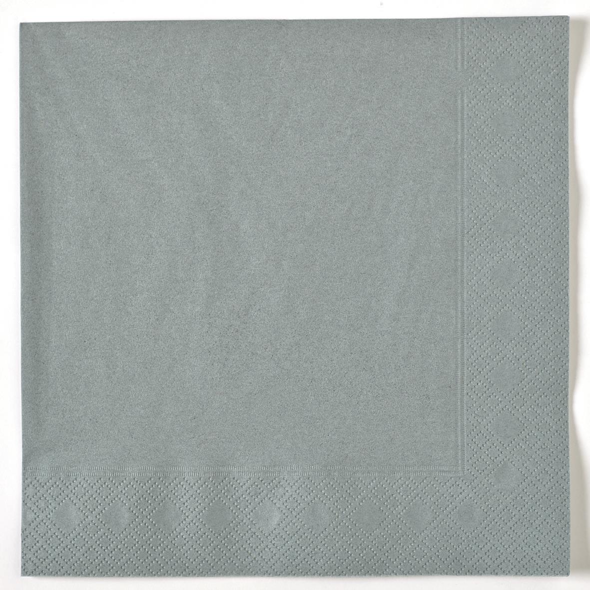 Grå servett i tre lager med måtten 40x40cm