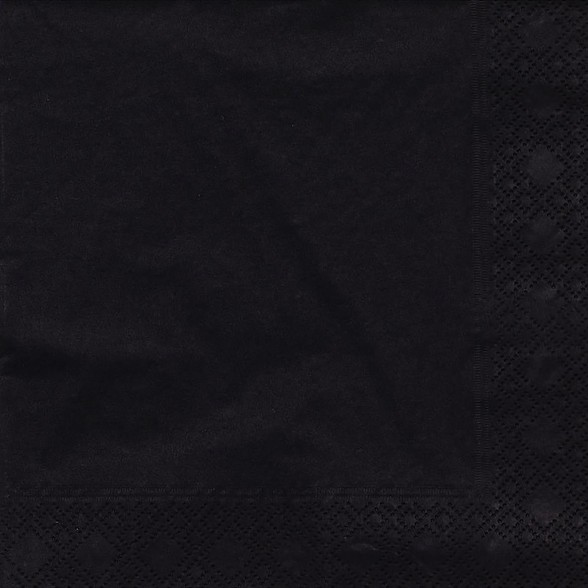 Svart 3-lags servett 40x40cm med mönster längs kanten