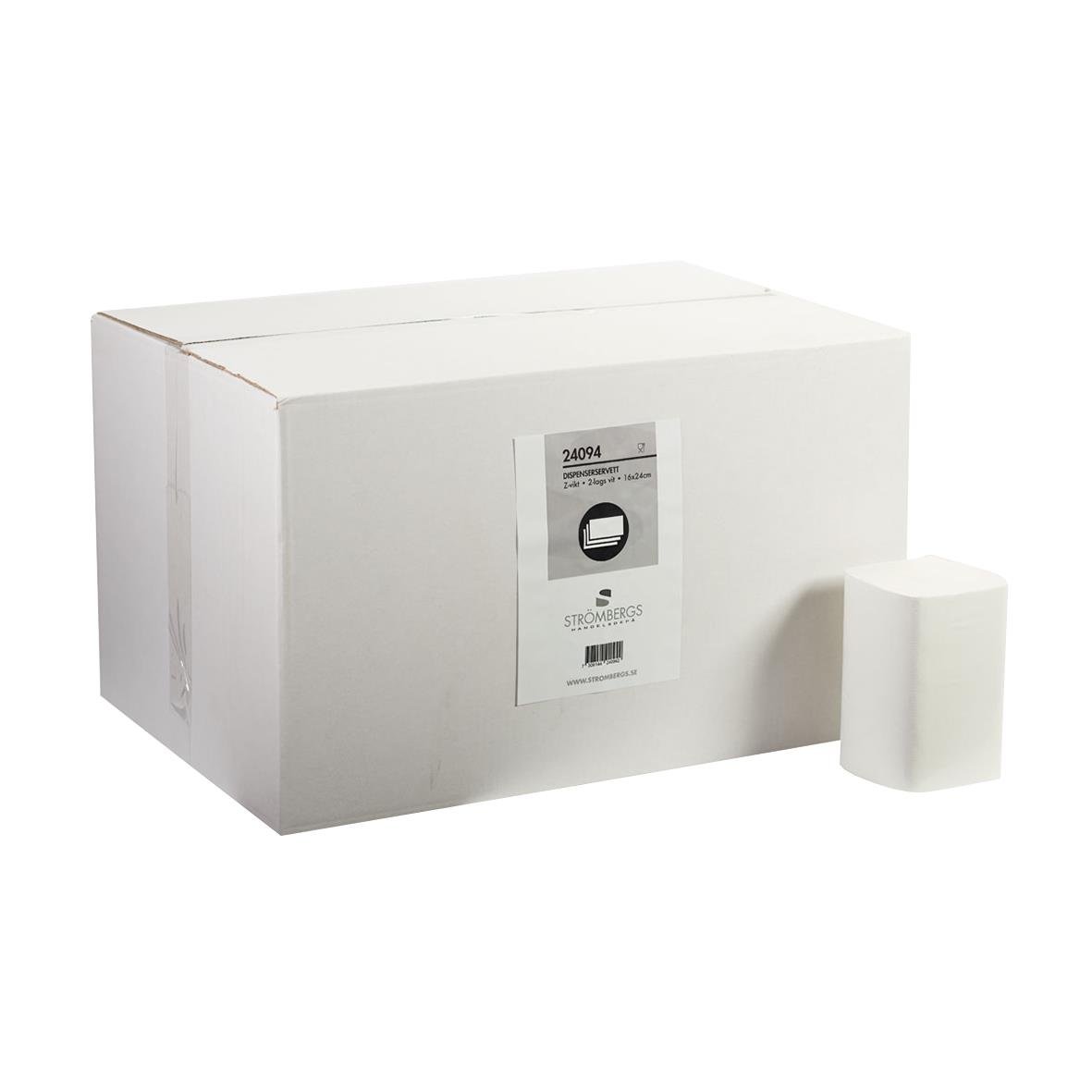 Vit servett i 2-lags papper, 16x24cm, för kontor eller servering