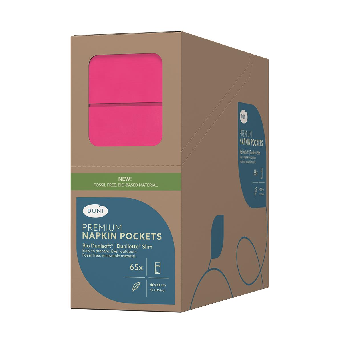 Servettficka Duni Dunisoft Bio Fuchsia 40x33cm i förpackning