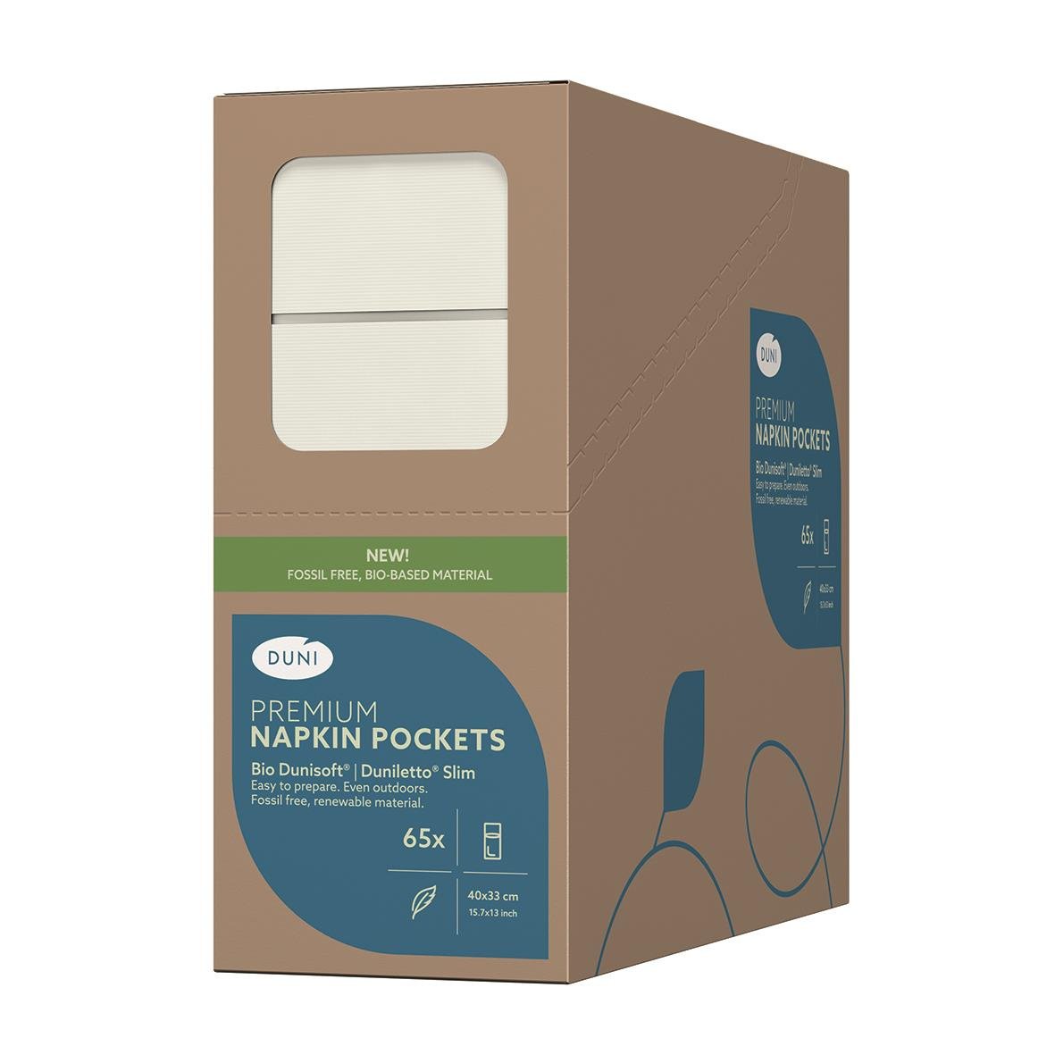 Servettficka Duni Dunisoft Bio Vit 40x33cm i förpackning