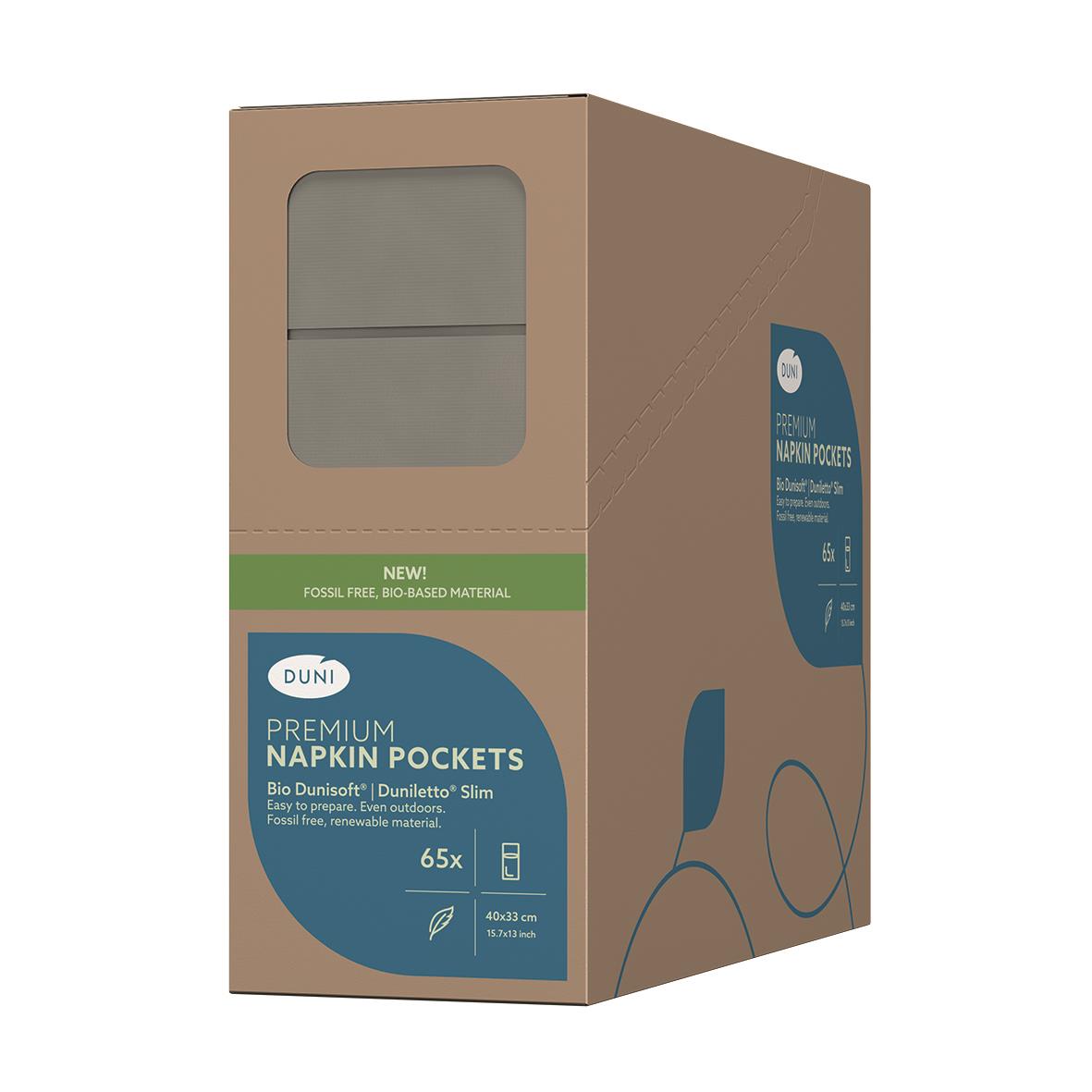 Servettficka Duni Dunisoft Bio Grå 40x33cm i förpackning