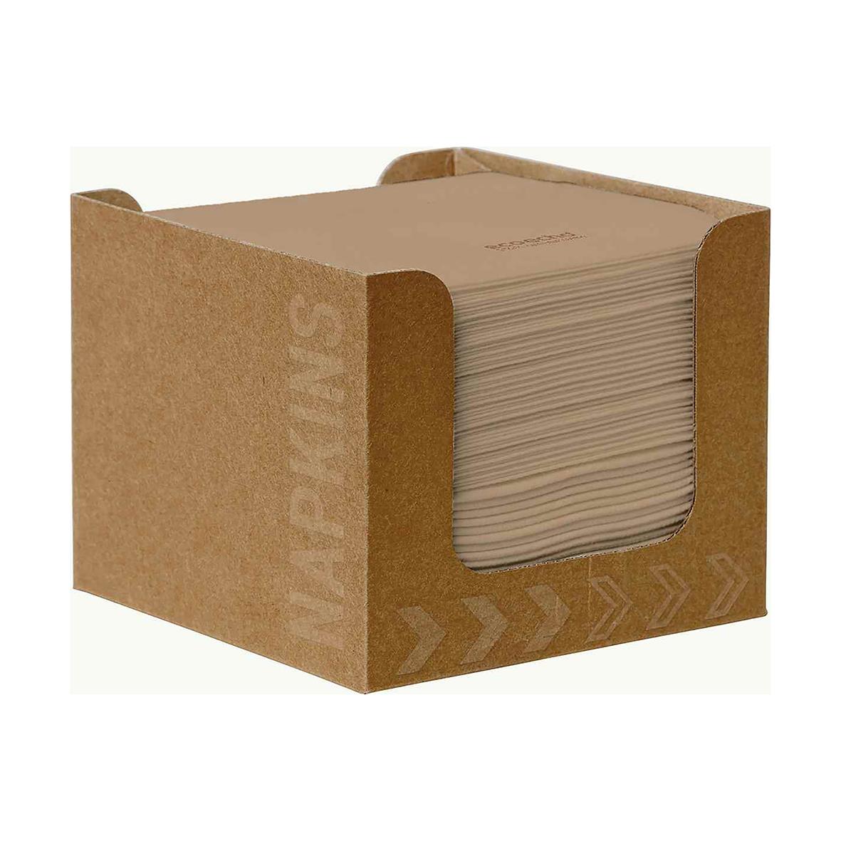 Bruna servetter i Duni Dunisoft Bio Dispenser i kartong, 20x20cm