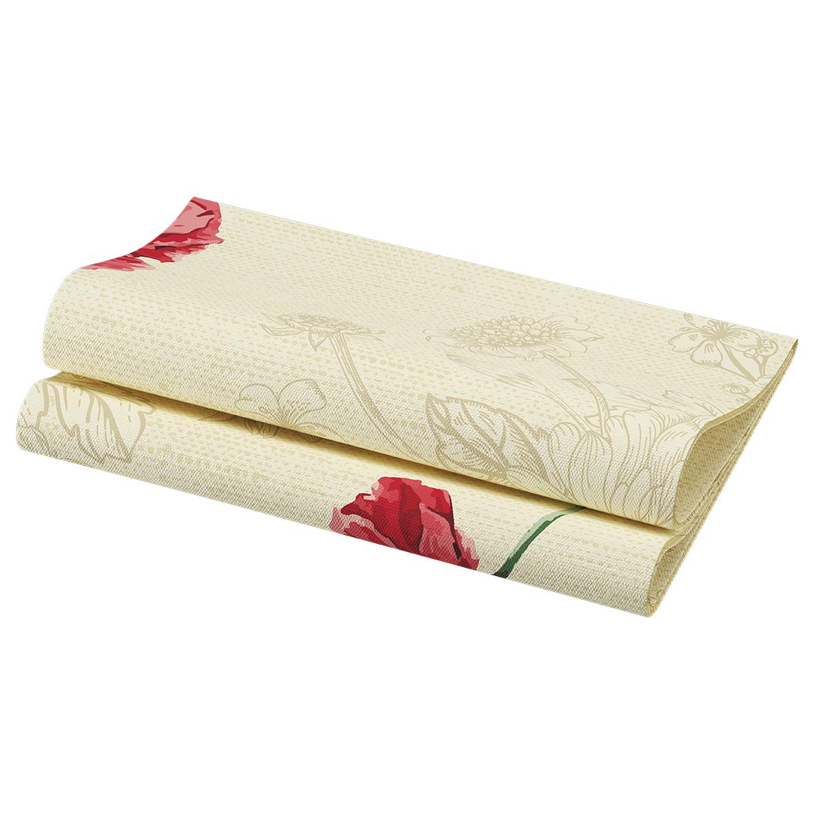 Servett Duni Dunisoft Monique 40x40cm med blommönster och röda inslag