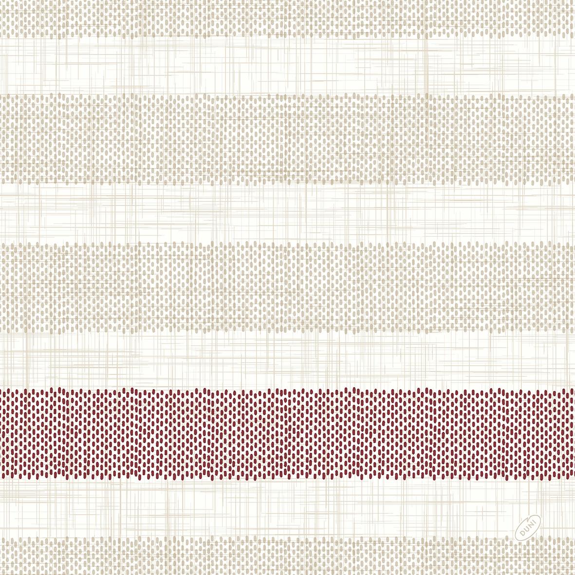 Servett Duni Dunilin Rigato Bordeaux 40x40cm med beige och vinröda ränder och prickar