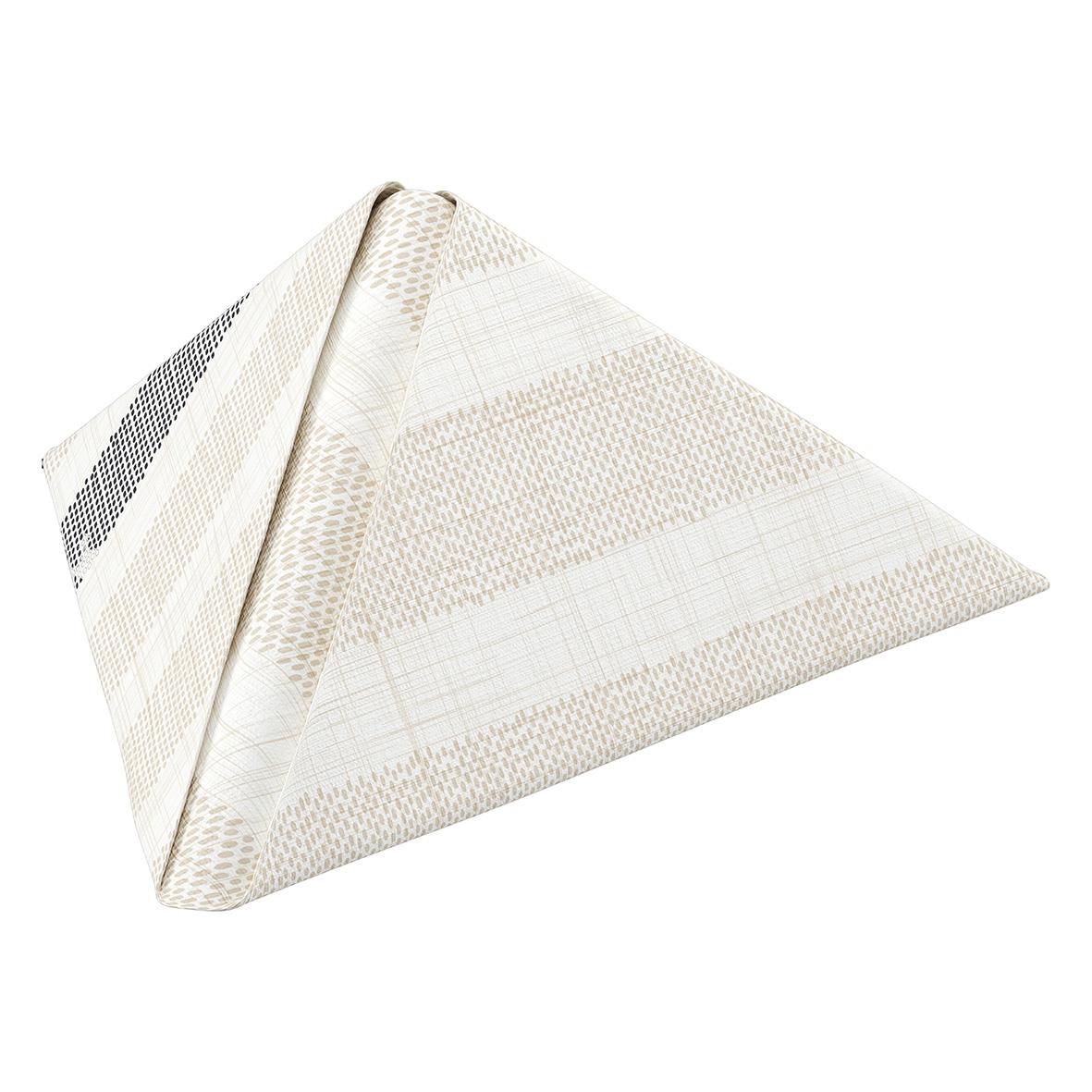 Svart och vit servett Duni Dunilin Rigato 40x40cm vikta till en pyramid