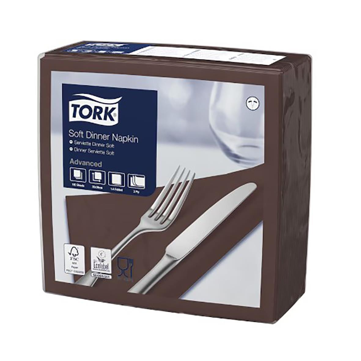 Servett Tork Advance 3-lag, 1/4-delsvikt Brun 39x39cm i förpackning