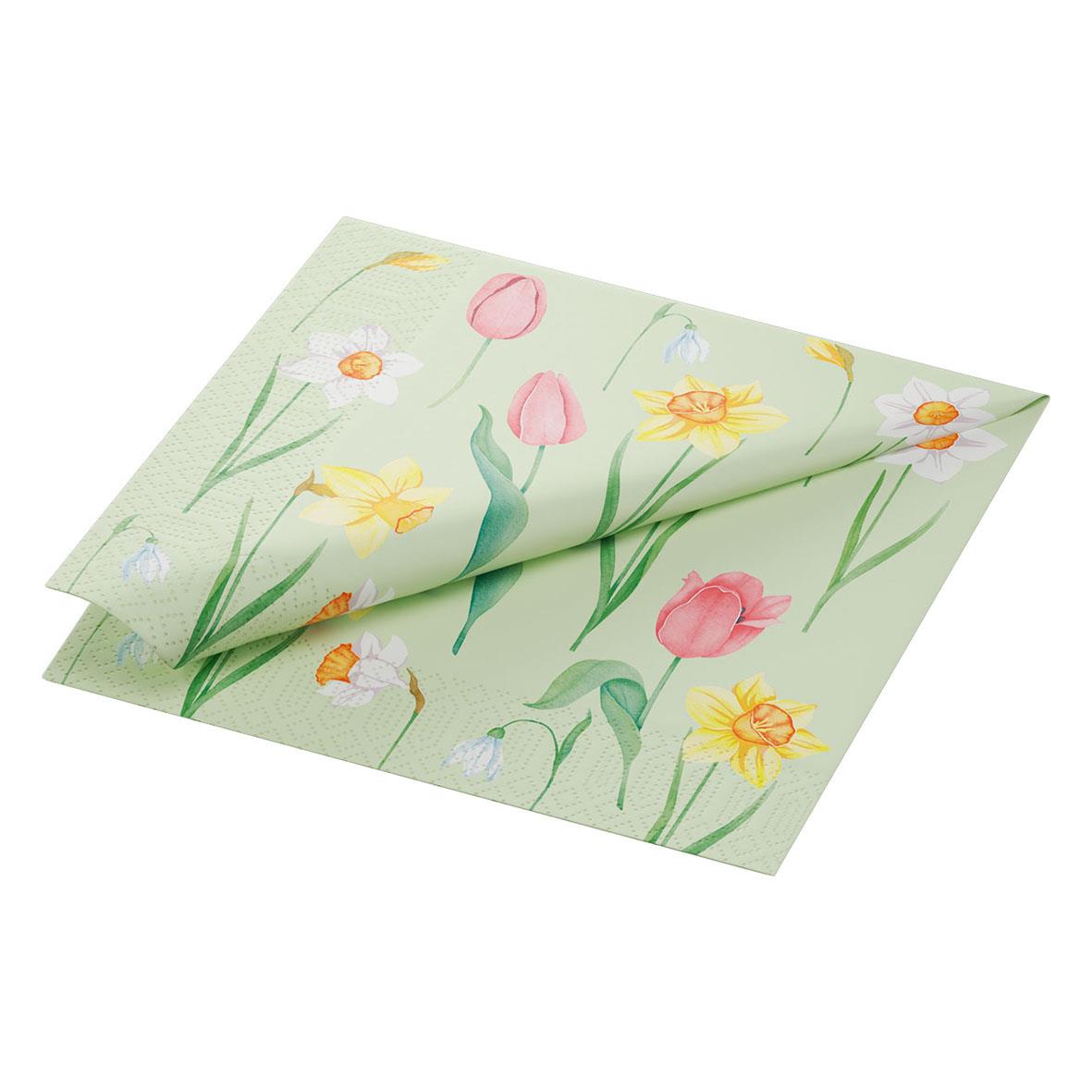 Servett Duni Spring Melody 3-lag 40x40cm med blommönster i pastellfärger