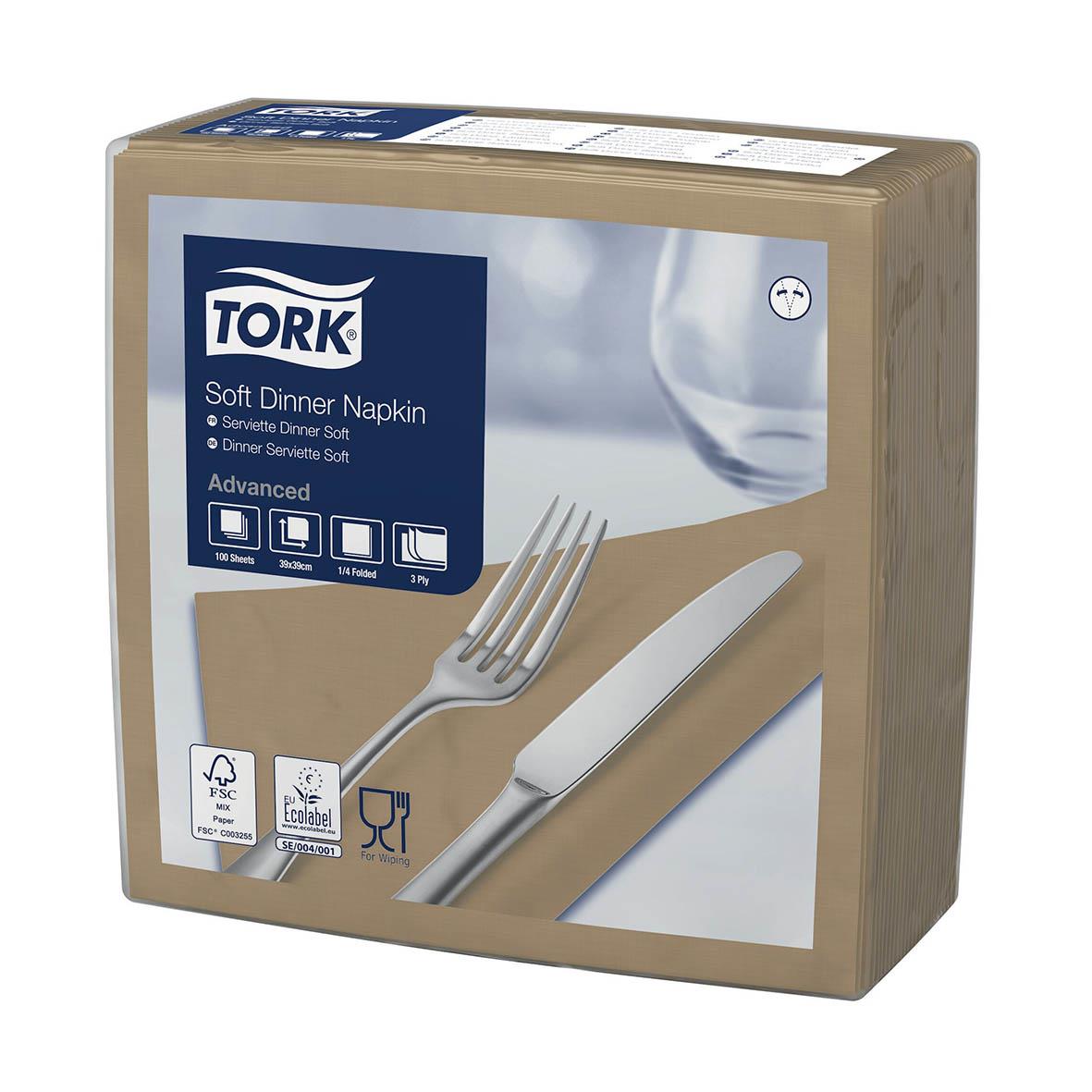 Beige 3-lags servett Tork 33x33cm i förpackning