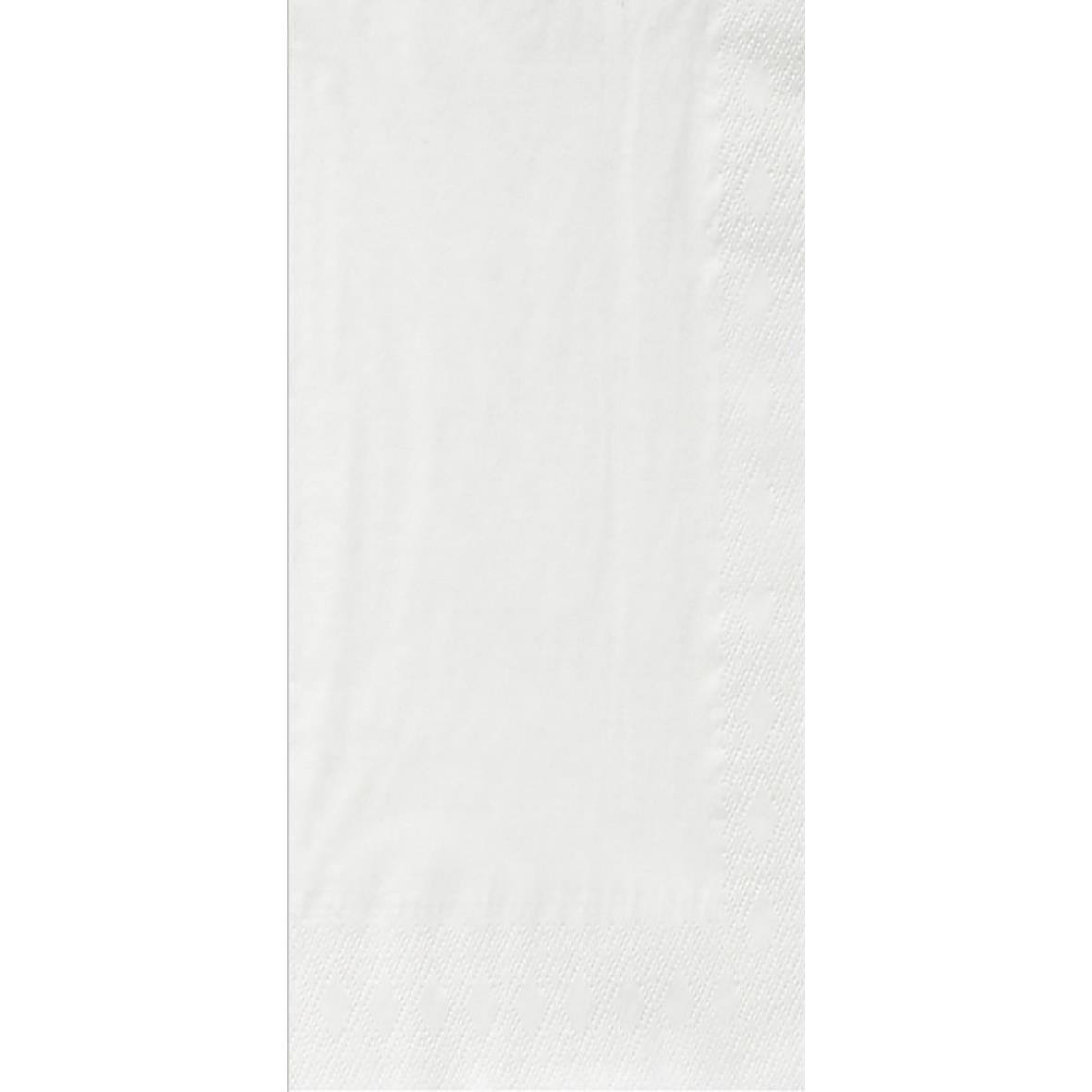 Vit servett i två lager, 39x39 cm, med mönster på ena sidan