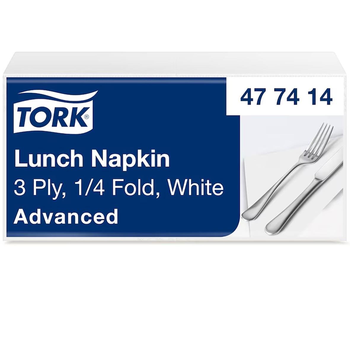 Servett Tork 3-lag vit 33x33cm i förpackning med 3 ply, 1/4 vikning, vit färg