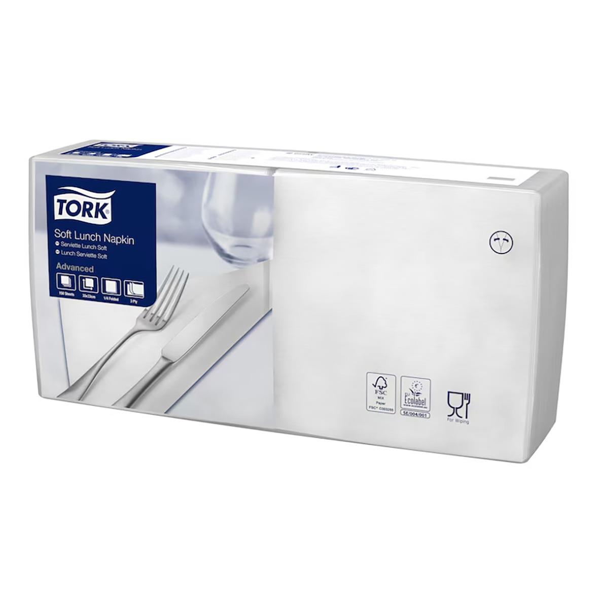 Vit 3-lags servett Tork 33x33cm i förpackning