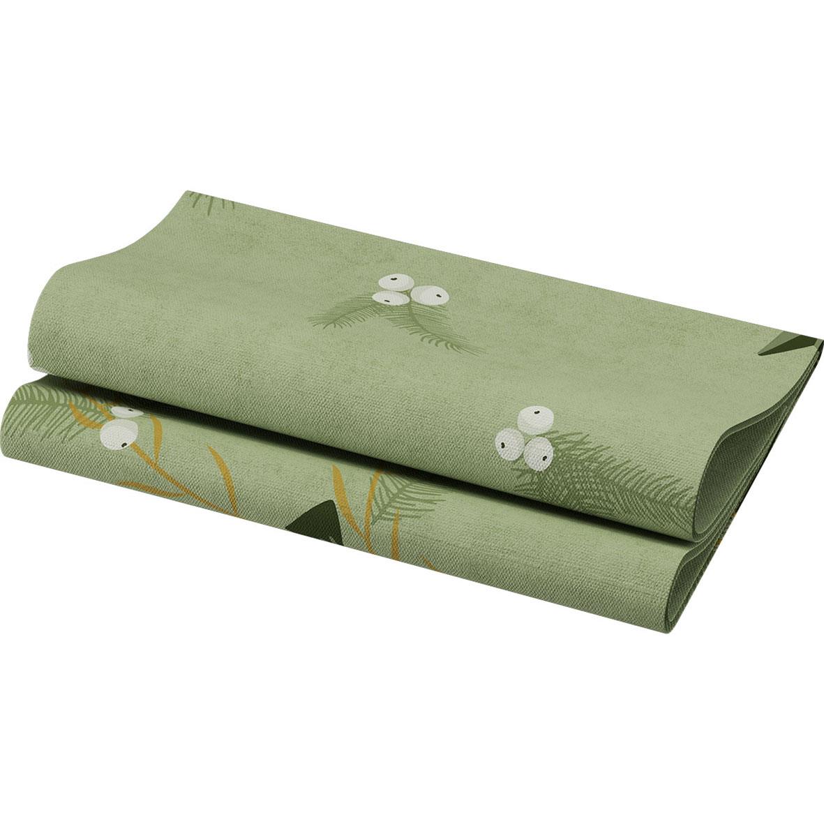 Servett Duni Noel Pistachio Bio Dunisoft 40x40cm i grönt med julmotiv