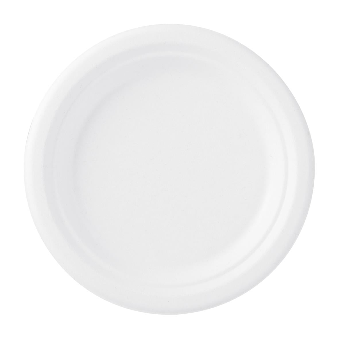 Vit komposterbar papperstallrik från Duni Flat, 17 cm i diameter