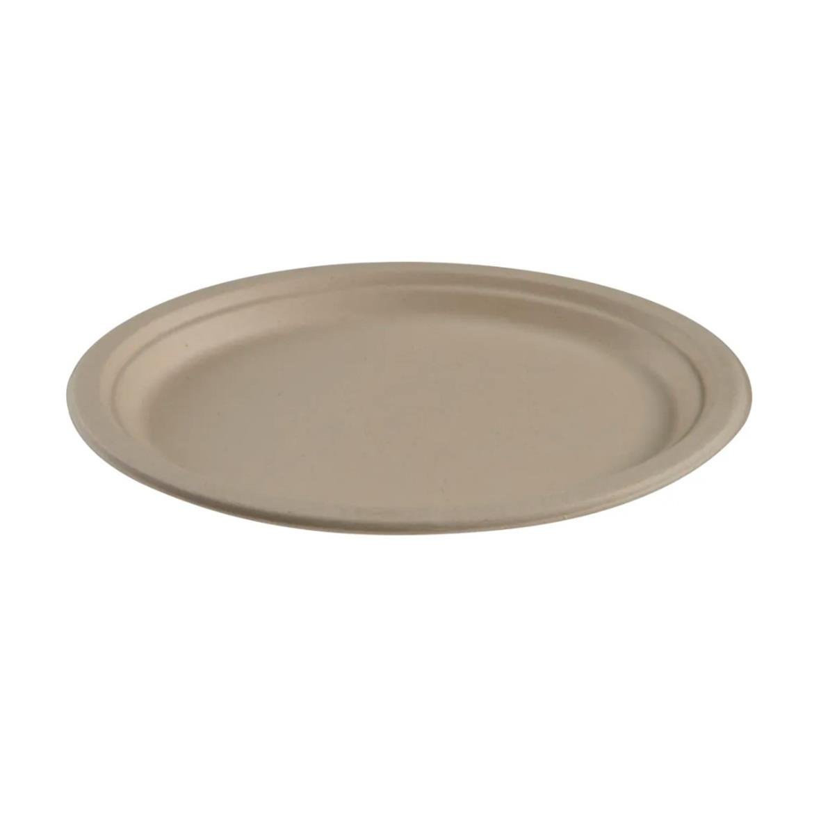 Brun oval papperstallrik i fiber, 26x19cm, platt och enkel design