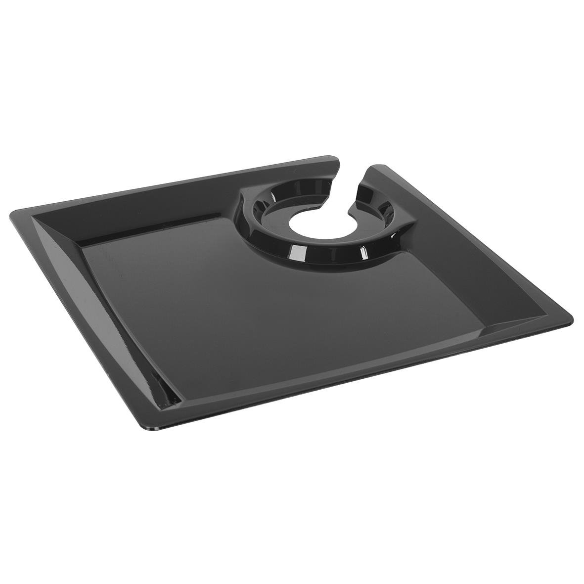 Svart cocktailtallrik Duni Milan 21x21cm med rund hål för glas