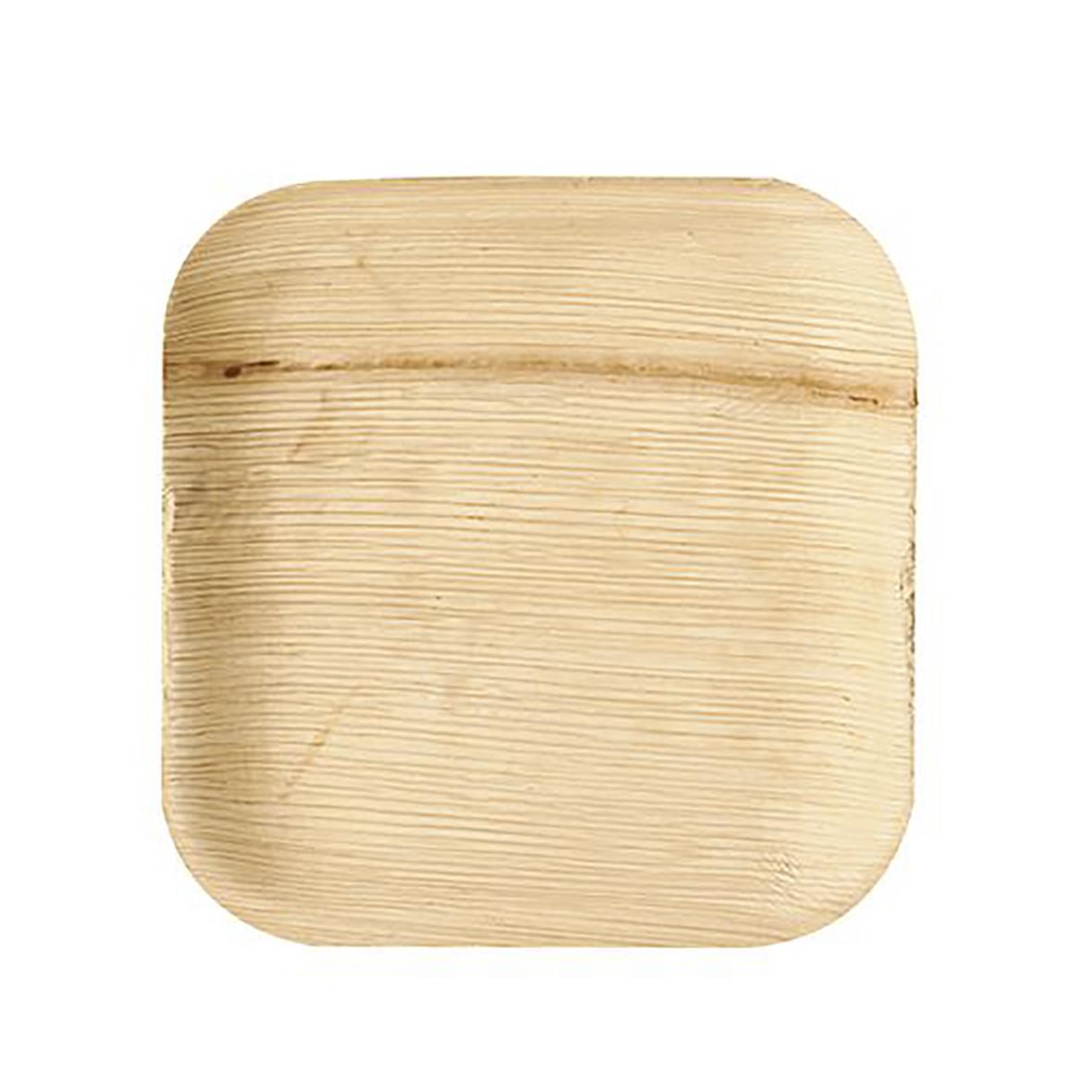 Engångstallrik av palmblad med kantig form, 18x18cm